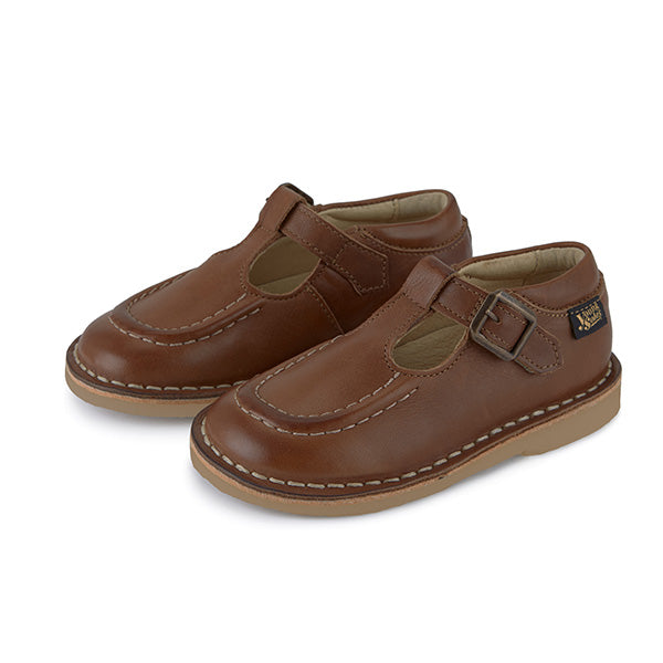 Parker T-Bar Kids Shoe Tan Burnished Leather – Young Soles  display picture 2