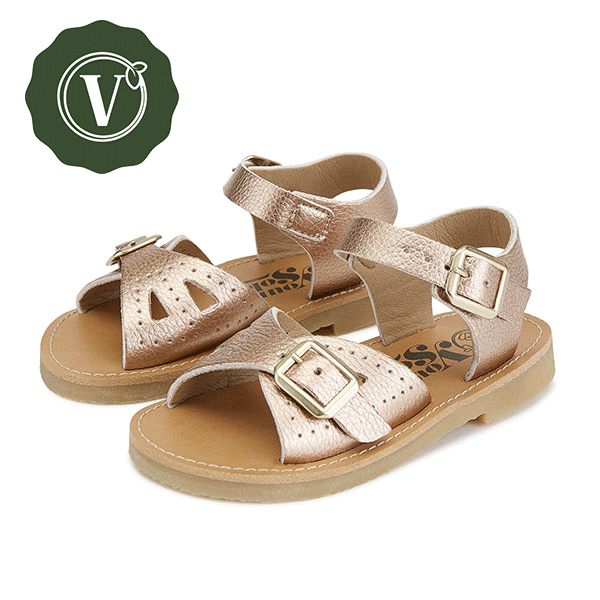 Pearl Vegan Kids Sandal Rose Gold Synthetic Leather – Young Soles