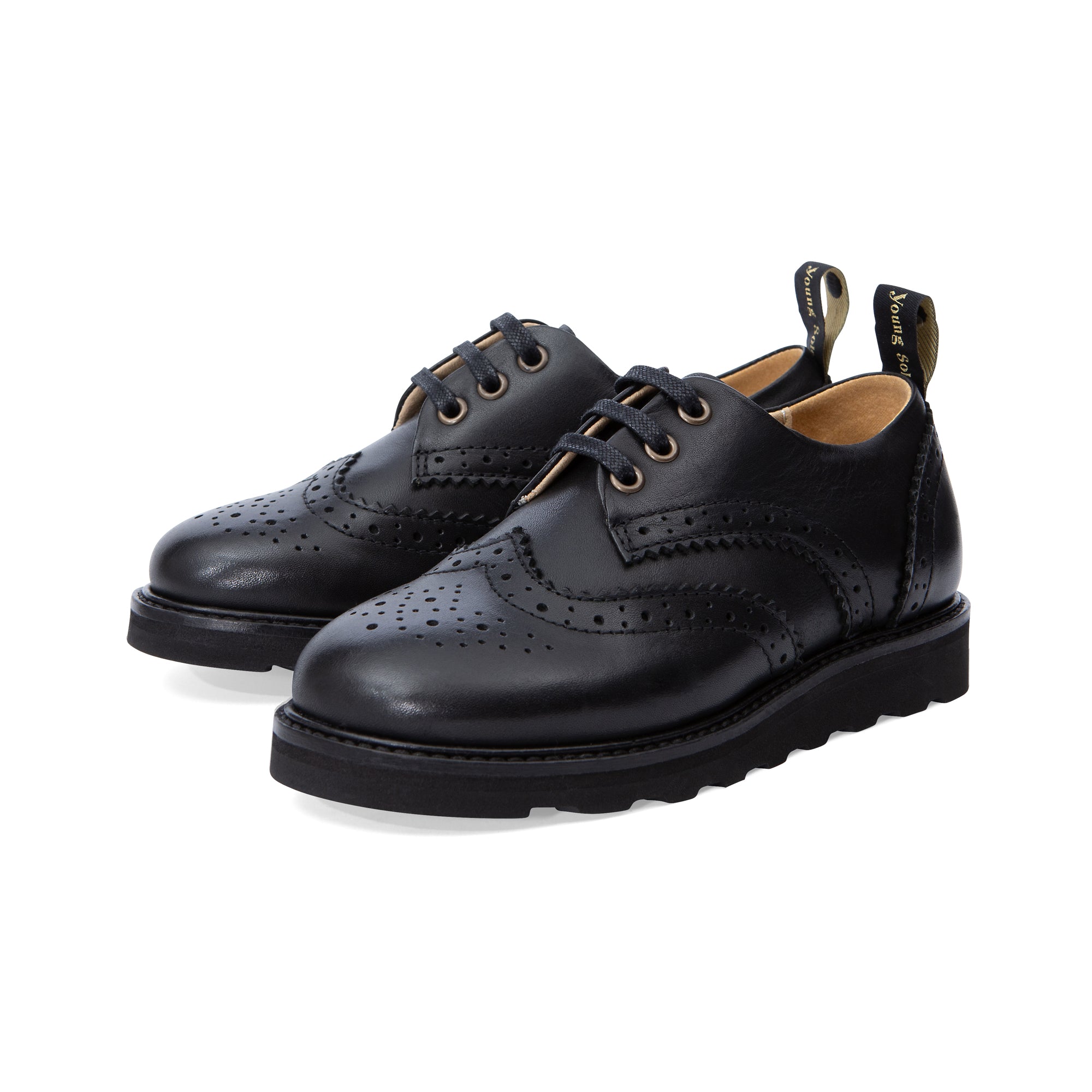 Brando Brogue Kinderschuh Schwarzes Leder