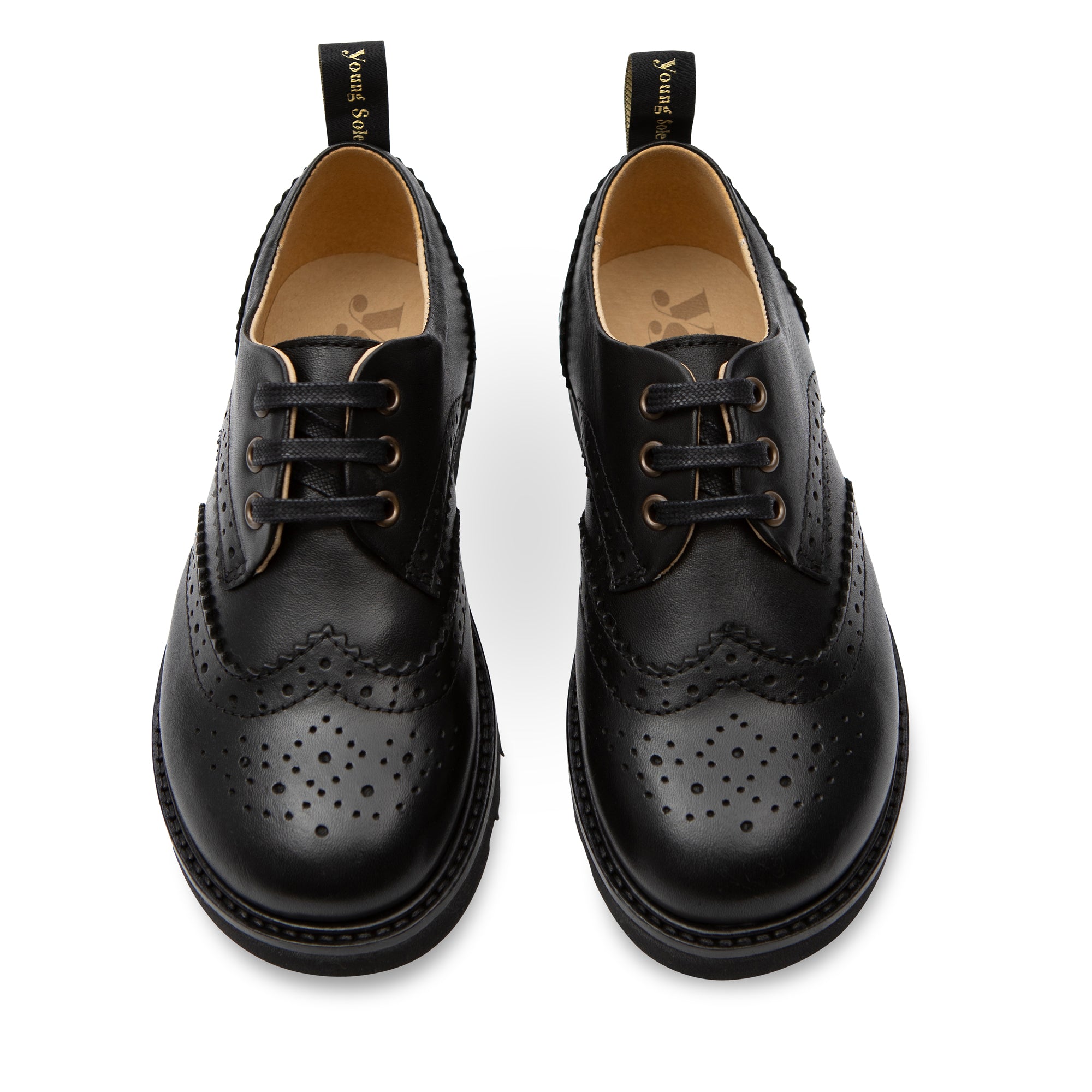 Brando Brogue Kinderschuh Schwarzes Leder