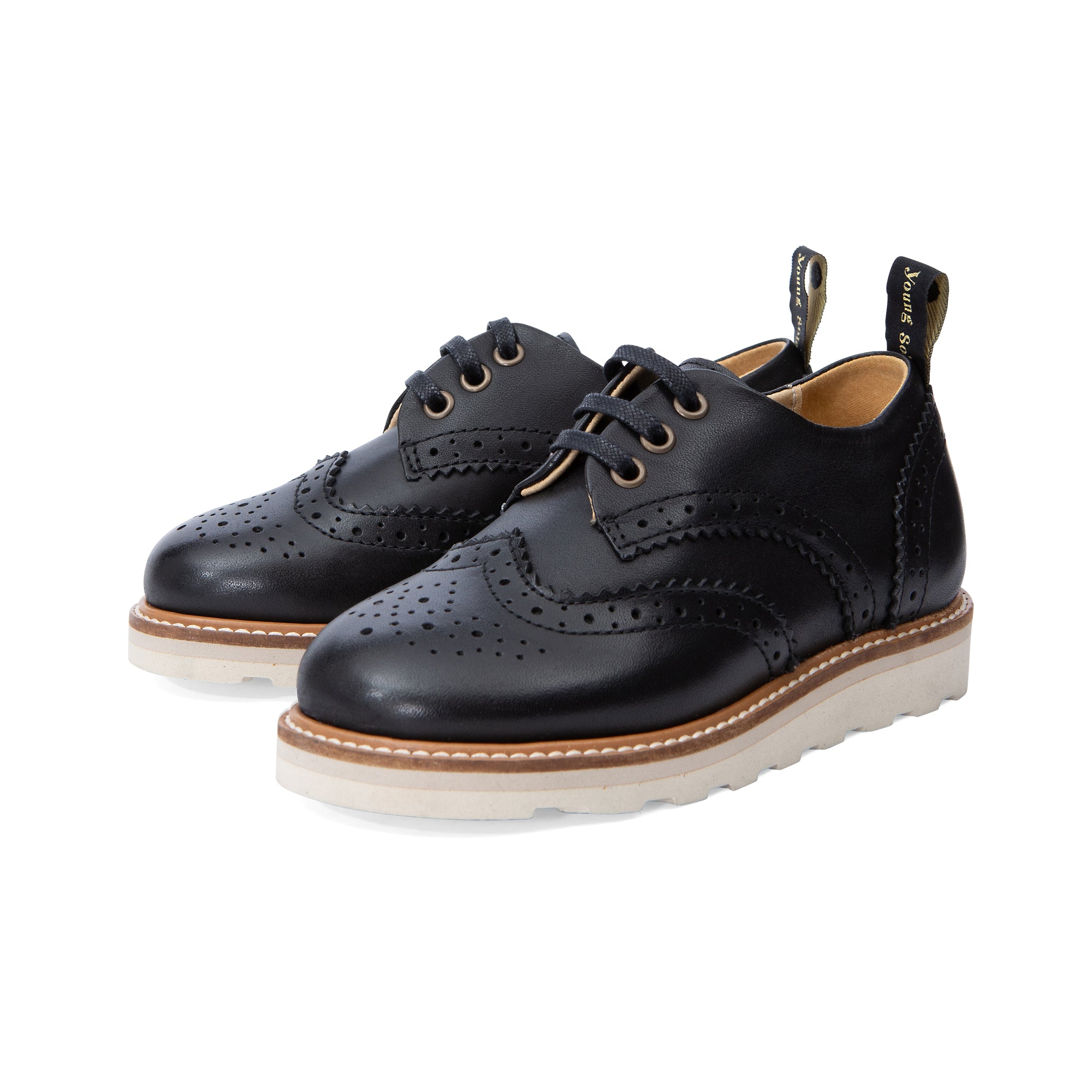 Brando Brogue Kinderschuh Schwarzes Leder