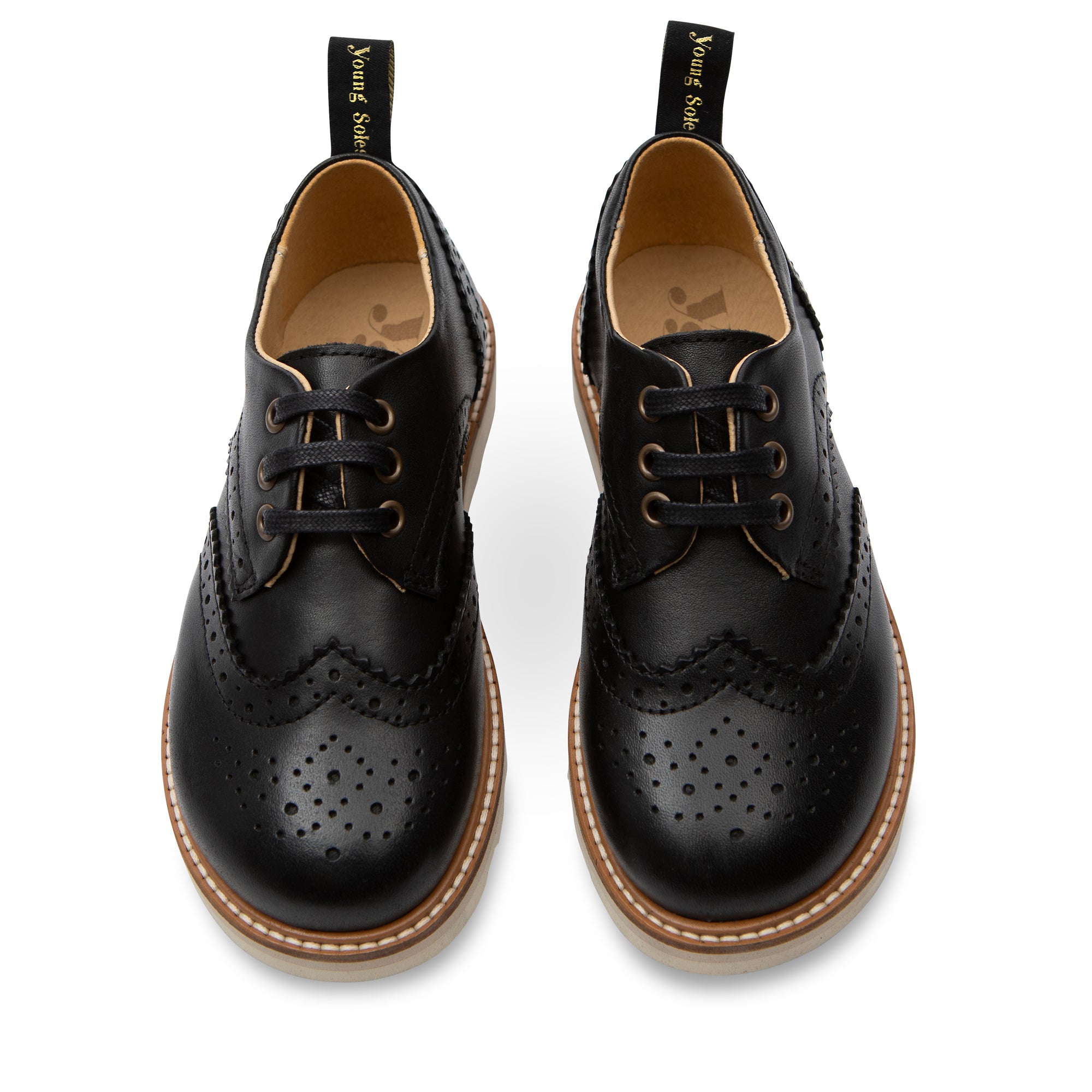 Brando Brogue Kinderschuh Schwarzes Leder