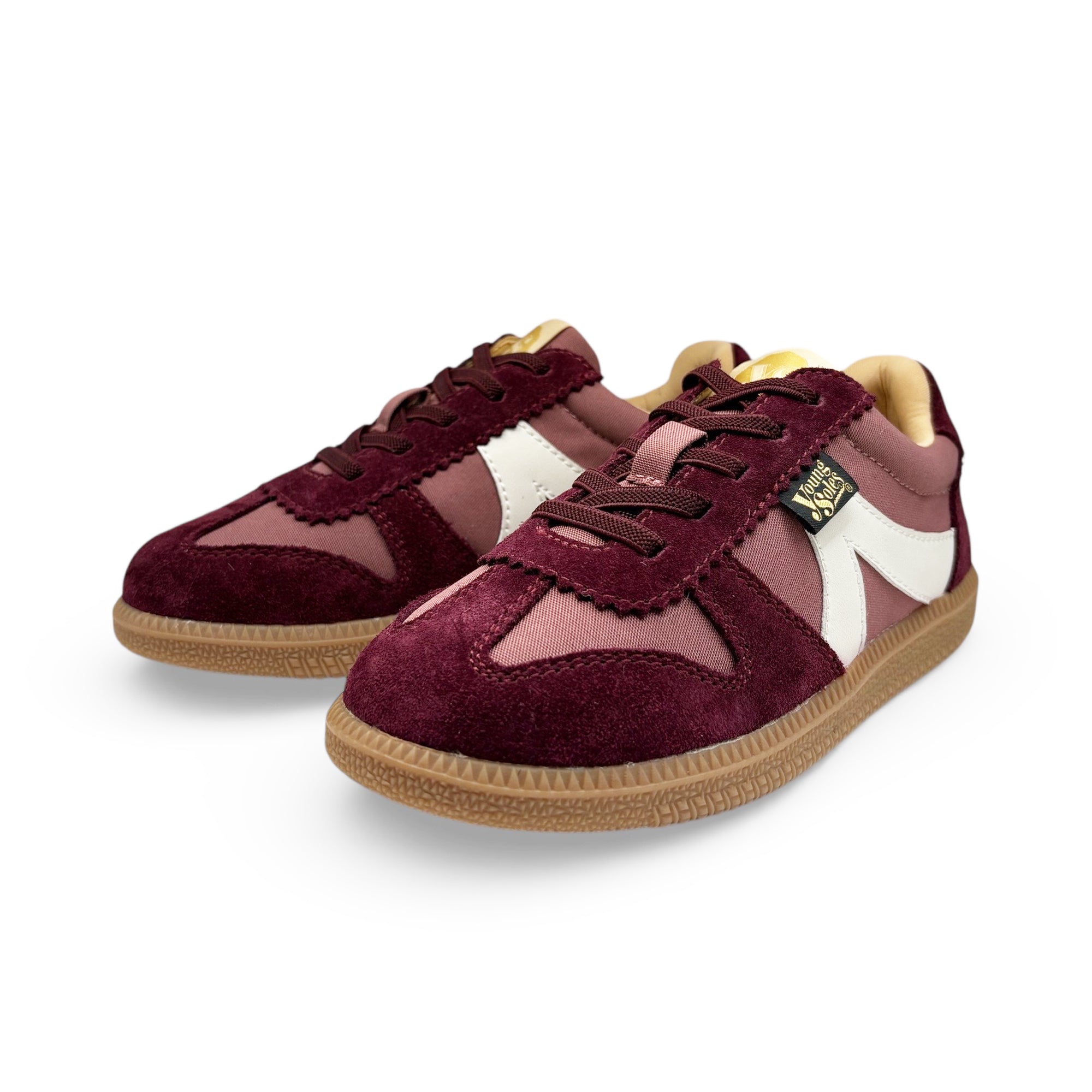 Brooking Kids Brooking Kids Classic Court Sneaker - Dark Red Textile and Suede