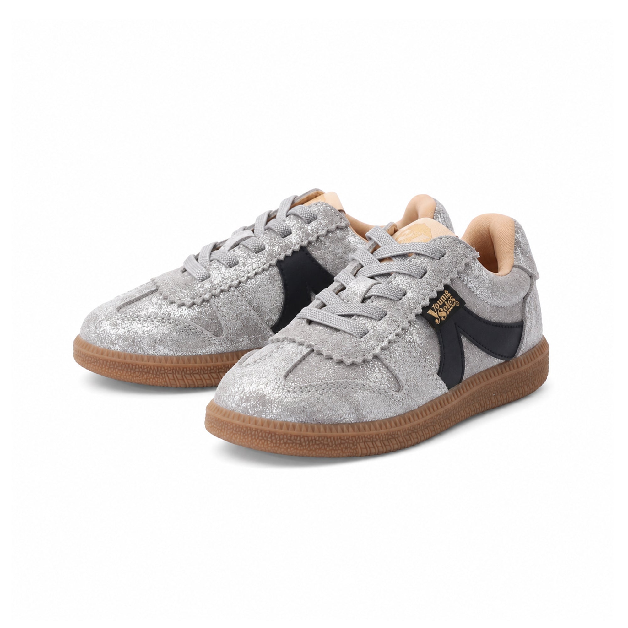 Brooking Kids Classic Court Sneaker - Silver Textile and Suede
