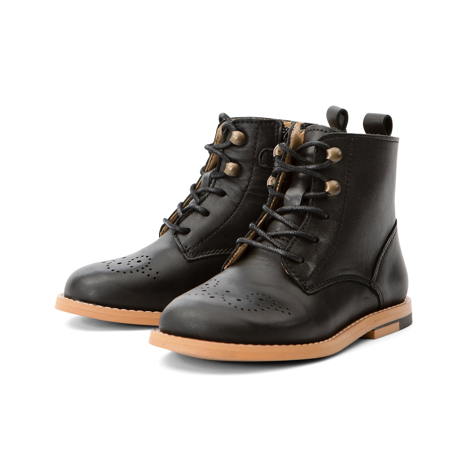 Buster Brogue Kids Boot Black Leather
