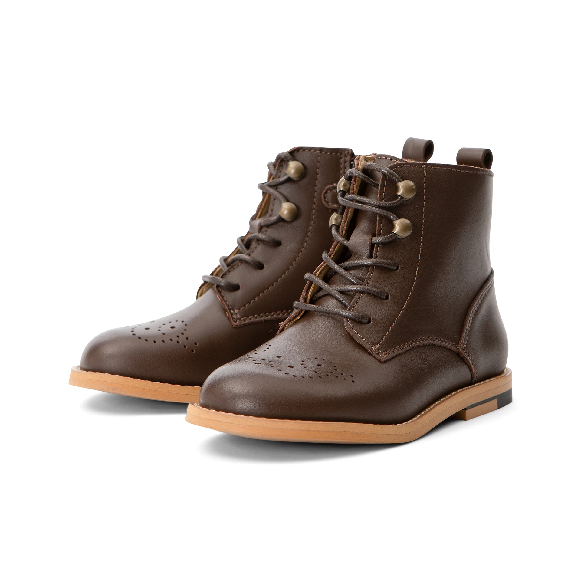 Buster Brogue Kids Boot Dark Brown Burnished Leather – Young