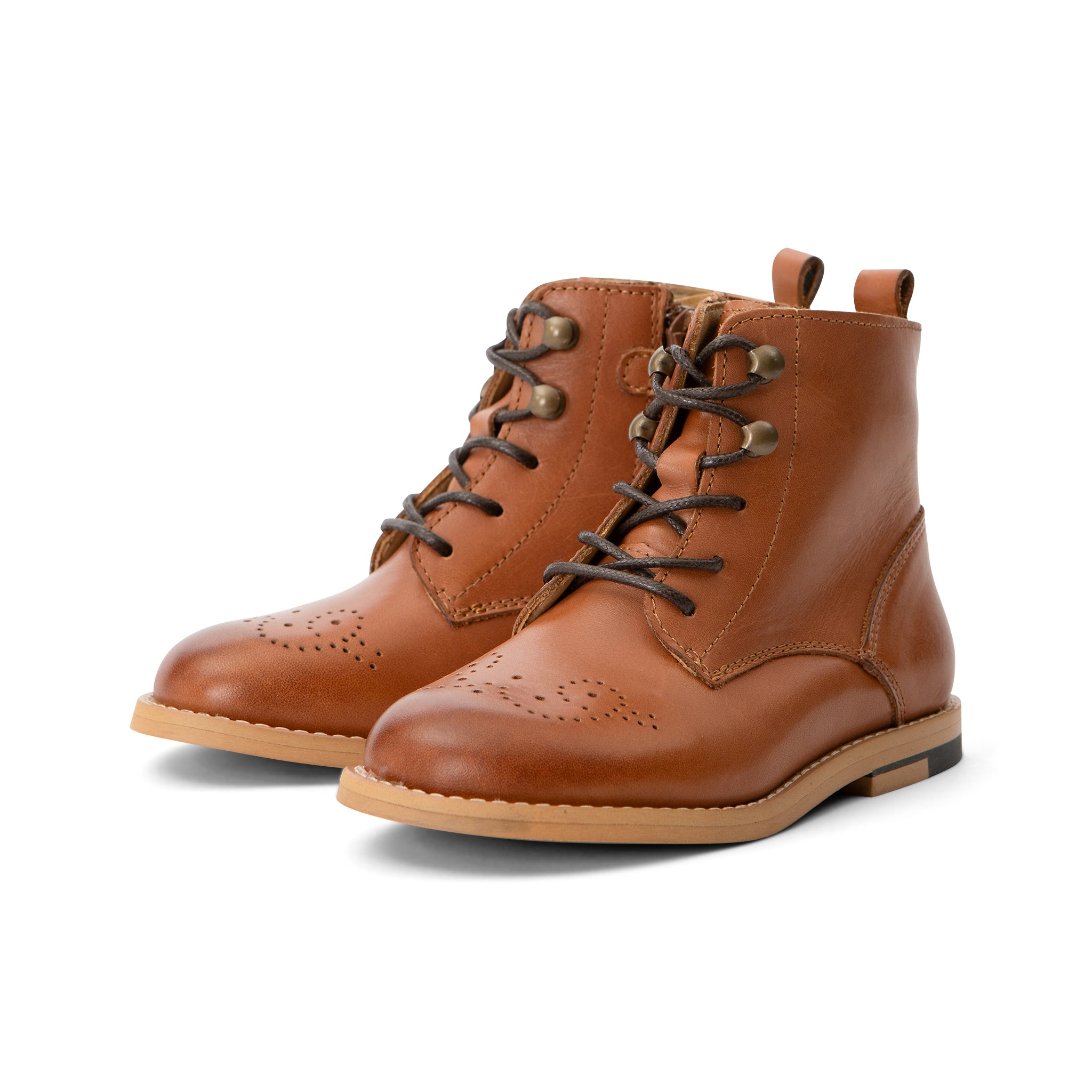 Buster Brogue Kids Boot Tan Burnished Leather