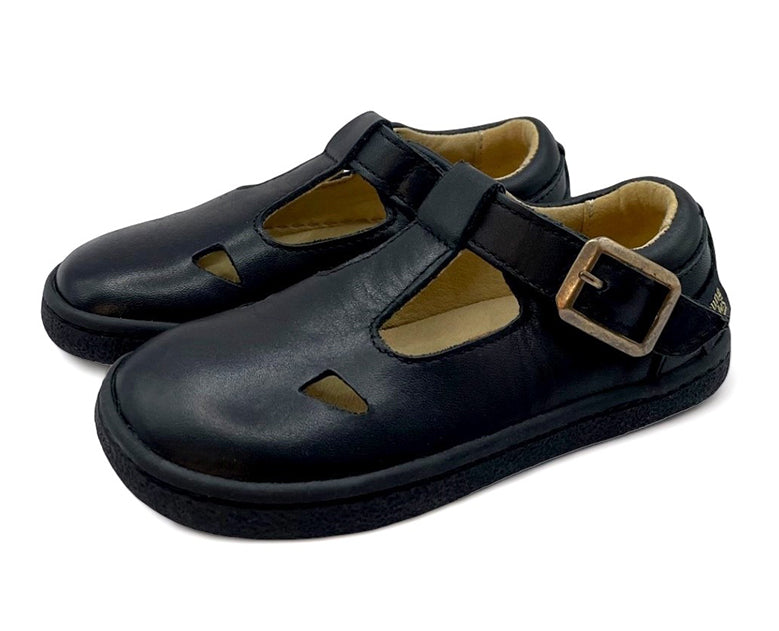 Darcey T-Bar Kinder Barfußschuh Navy Leder