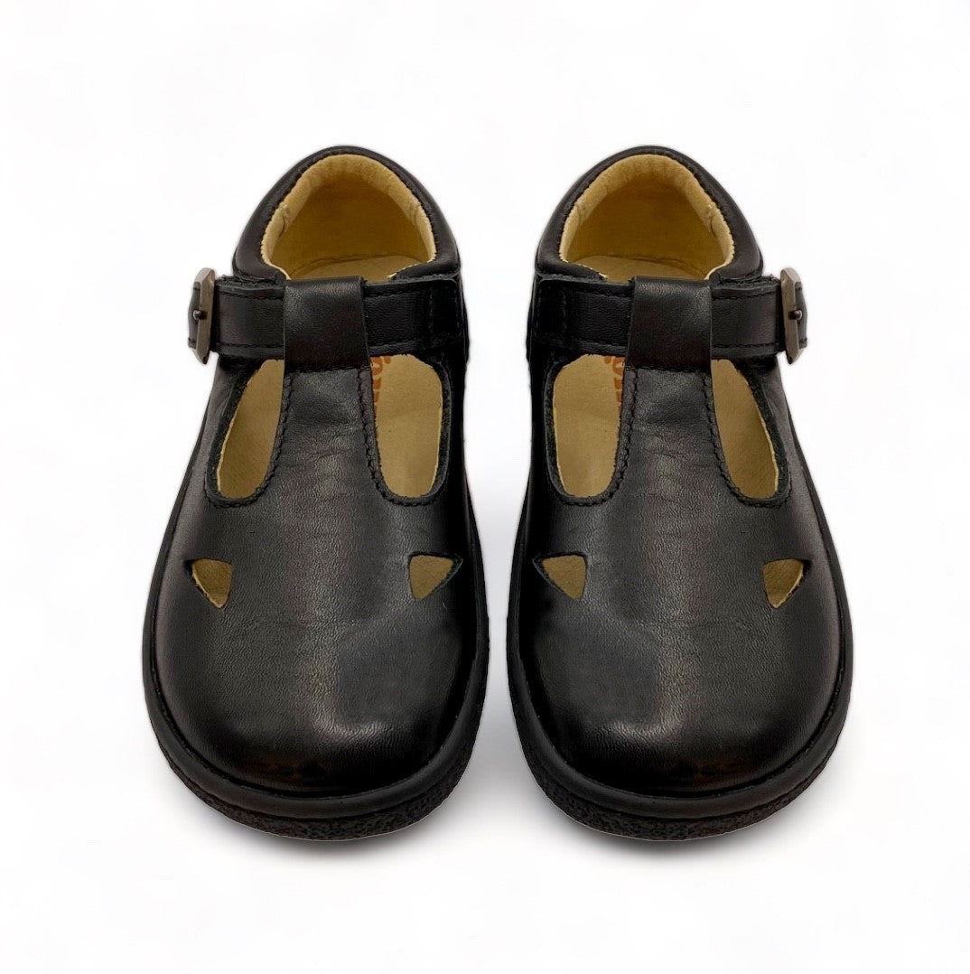 Darcey T-Bar Kinder Barfußschuh Navy Leder