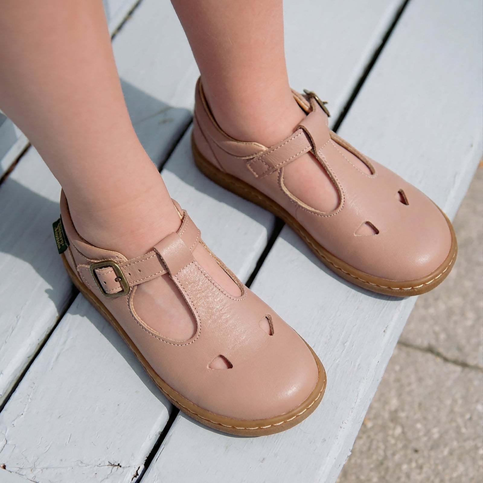 Darcey T-Bar Kids Barefoot Shoe Rose Leather