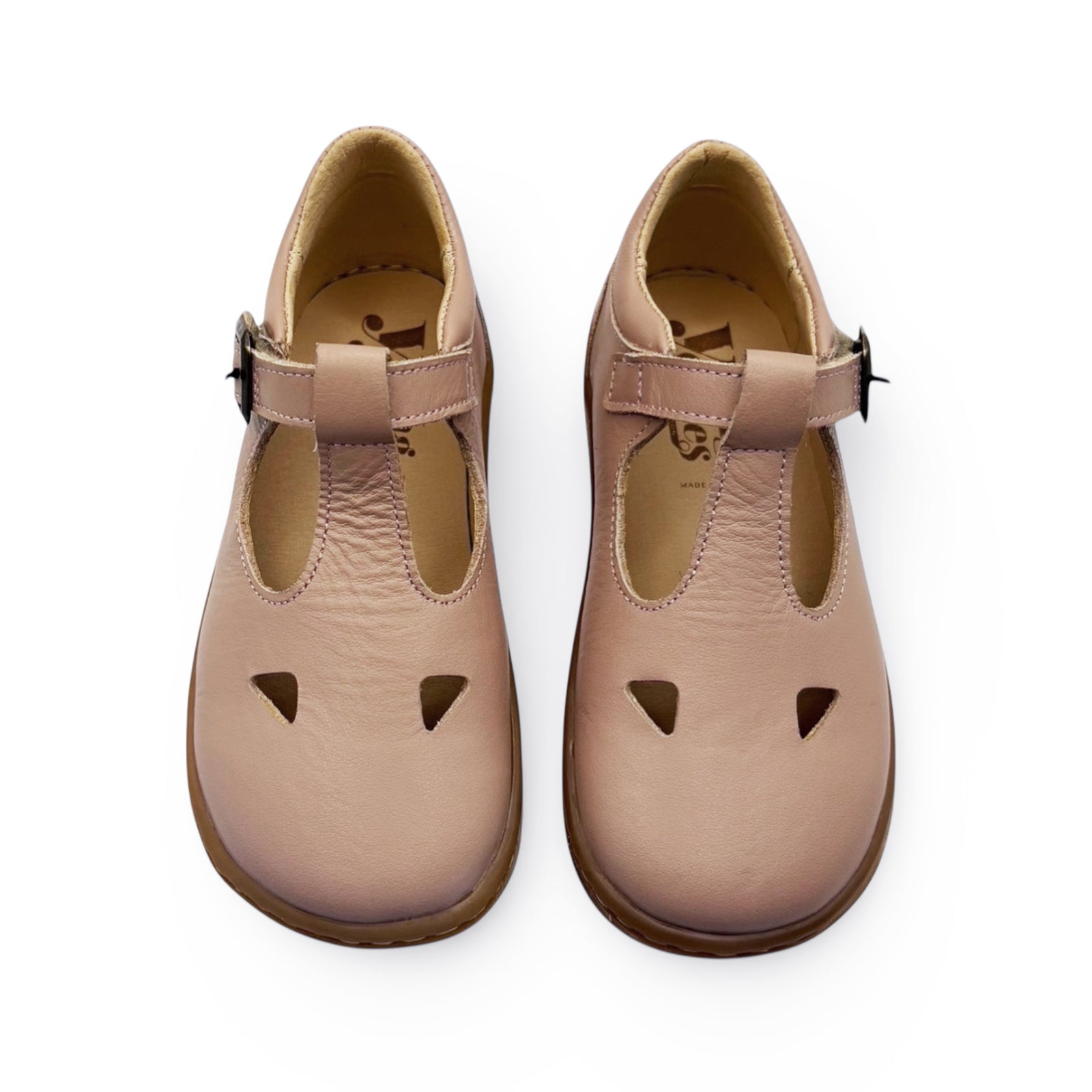 Chaussures pieds nus Darcey T-Bar pour enfants en cuir bleu marine