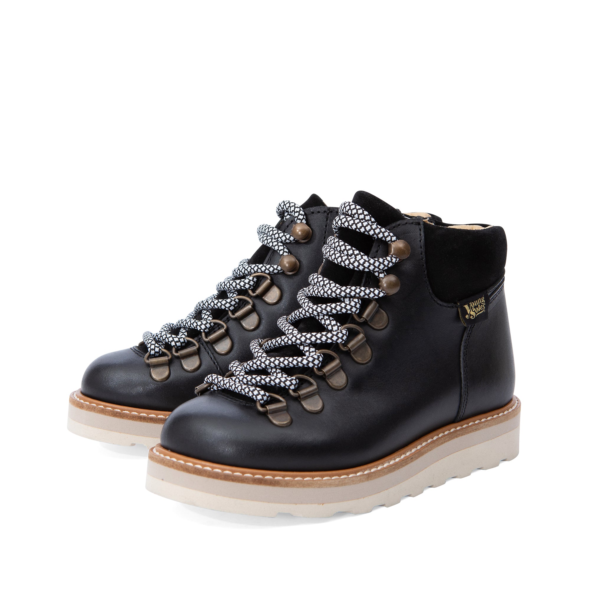Bottes de randonnée montantes Eddie pour enfants en cuir noir