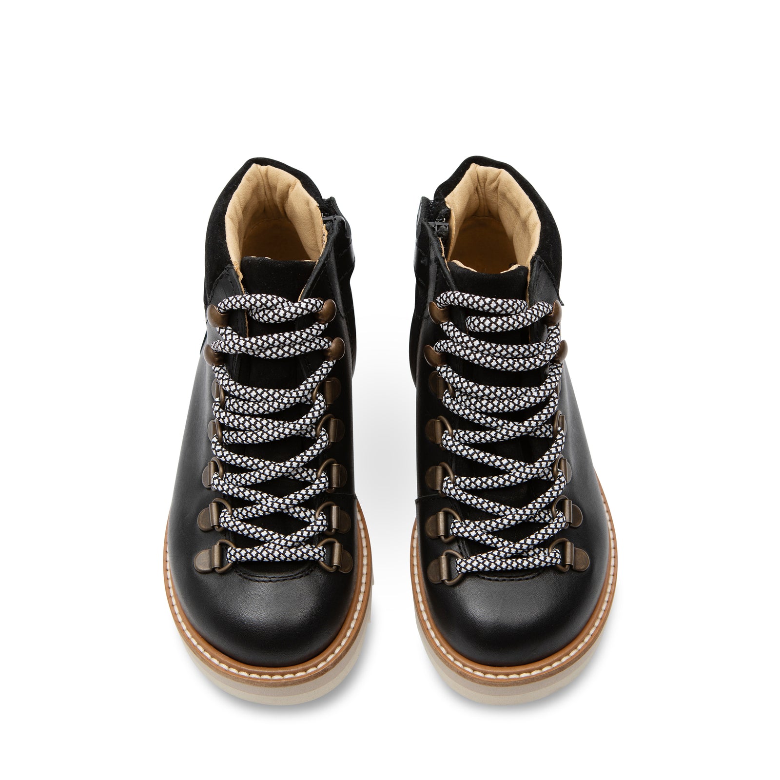 Bottes de randonnée montantes Eddie pour enfants en cuir noir