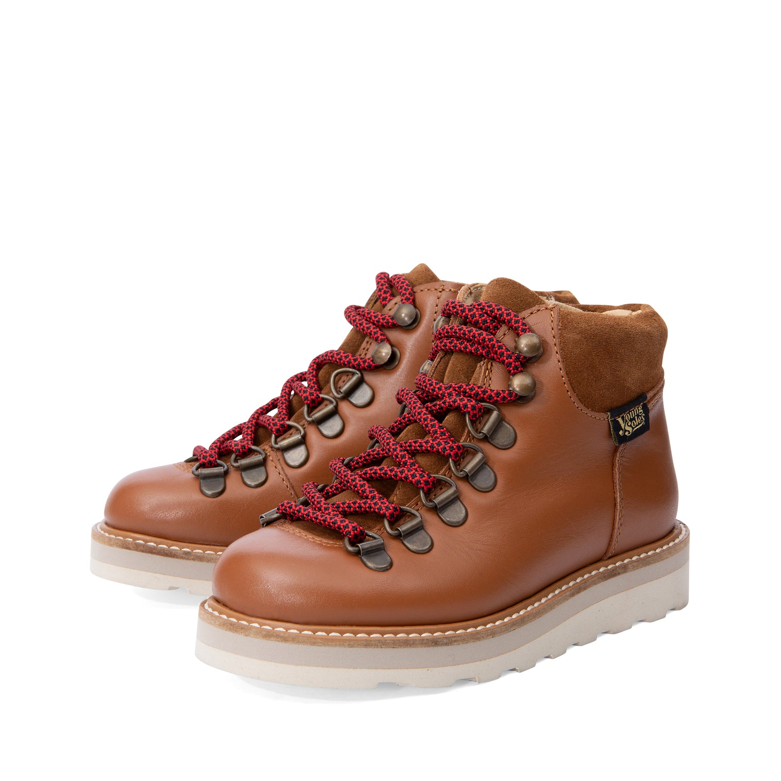 Bottes de randonnée montantes Eddie pour enfants, en cuir marron châtain