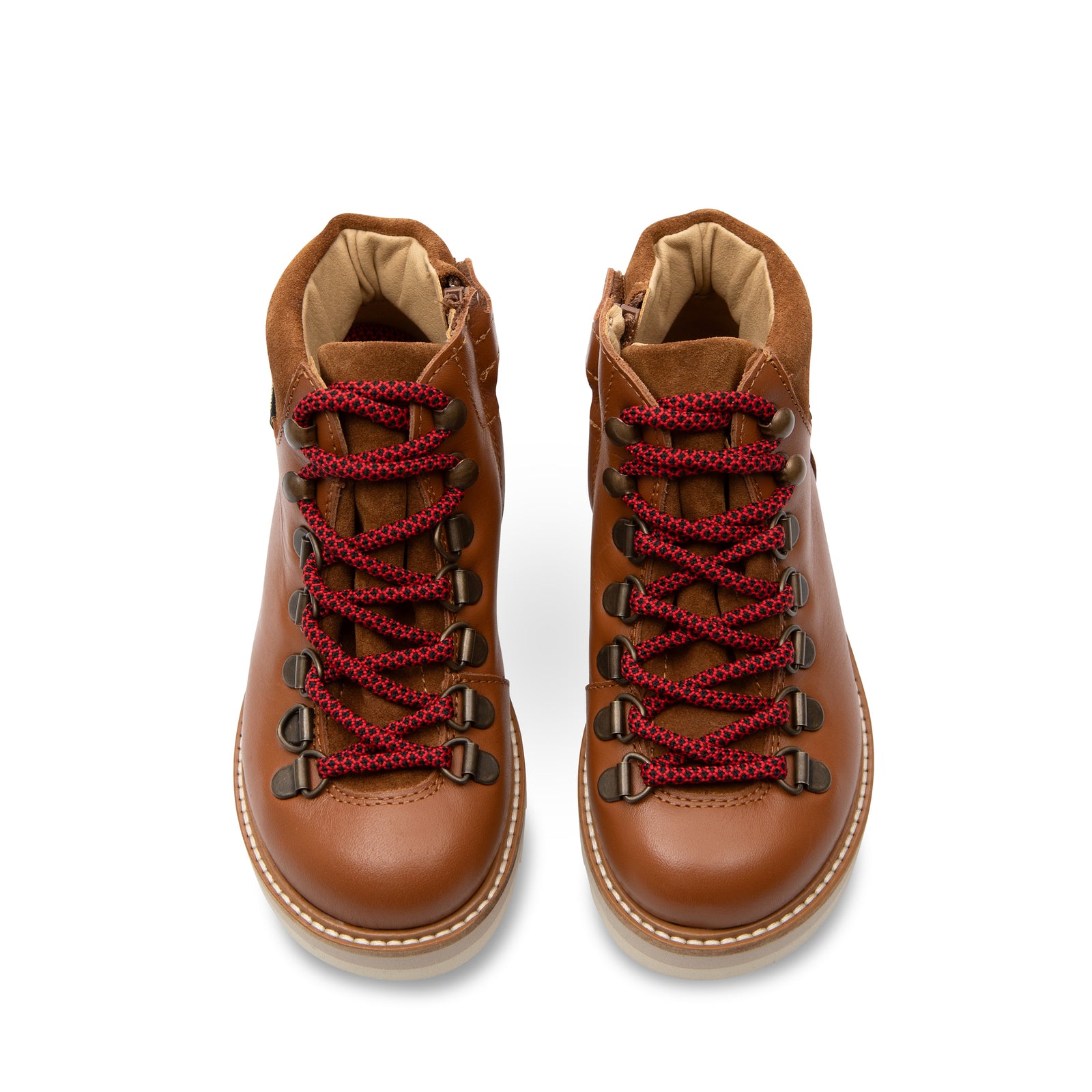 Bottes de randonnée montantes Eddie pour enfants, en cuir marron châtain