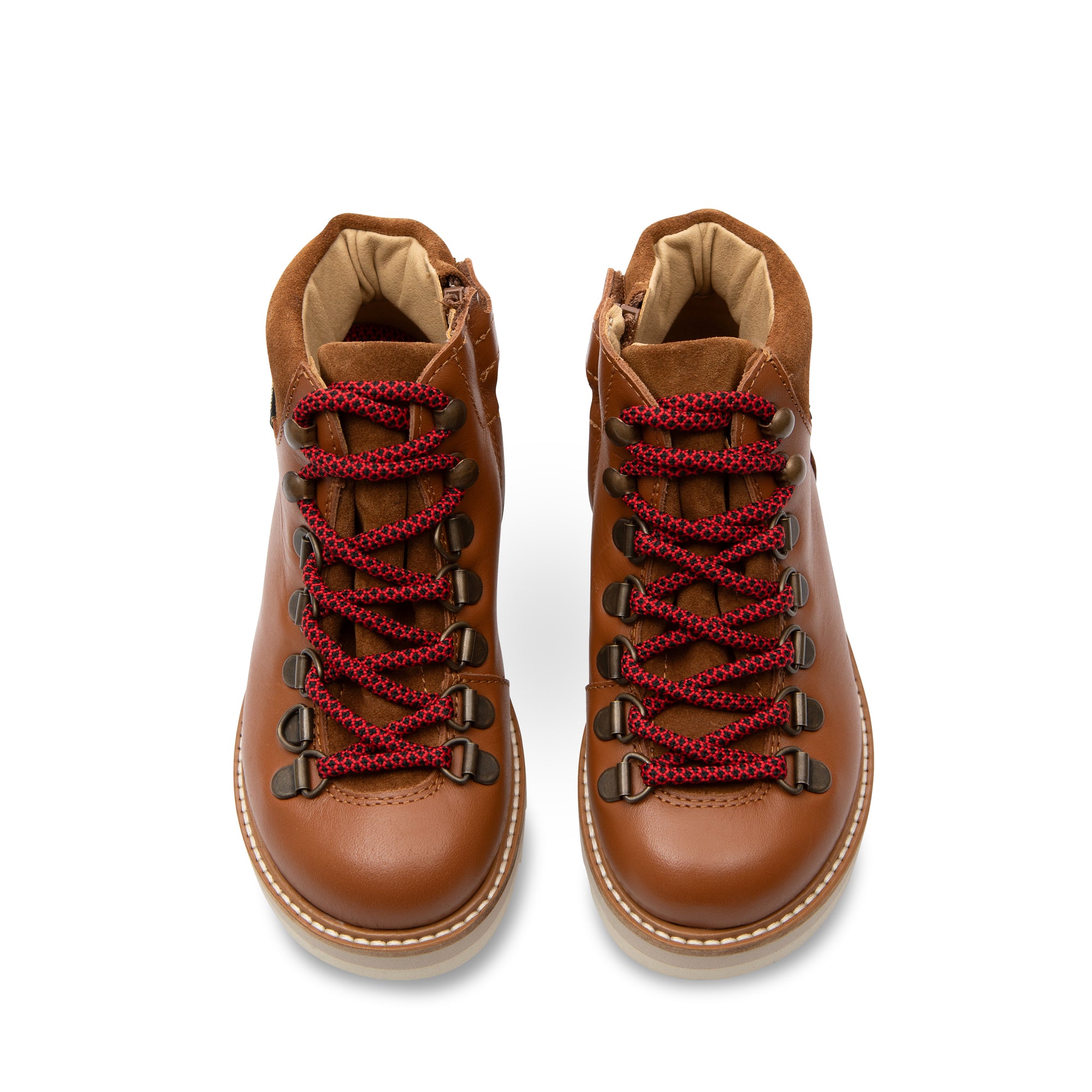 Bottes de randonnée montantes Eddie pour enfants, en cuir marron châtain