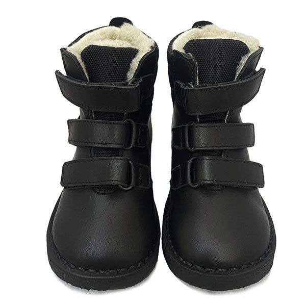 Ernest Kids Wool-Lined Boot Black Leather