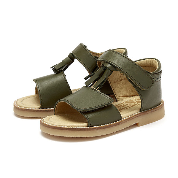Flo Tassel Kids Sandal - Olive Leather