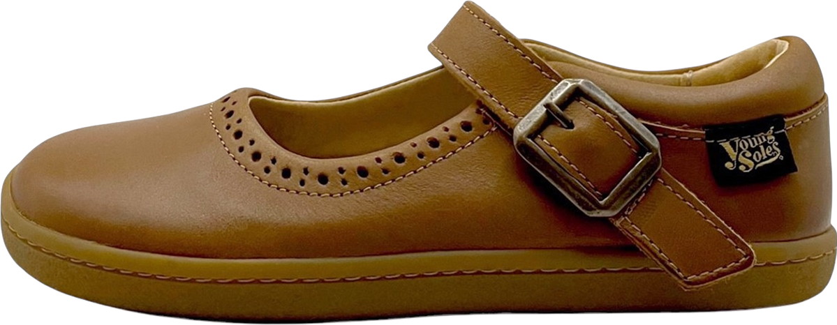 Holly Mary Jane Kids Barefoot Shoe Tan Leather – Young Soles London