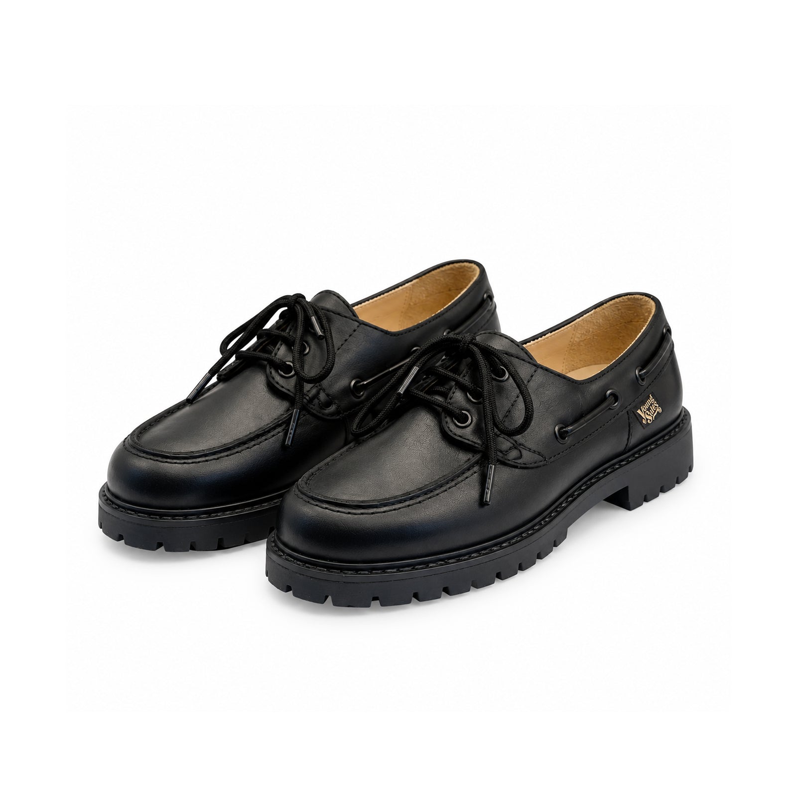 Harbour Kids Boat Shoe - Black Leather