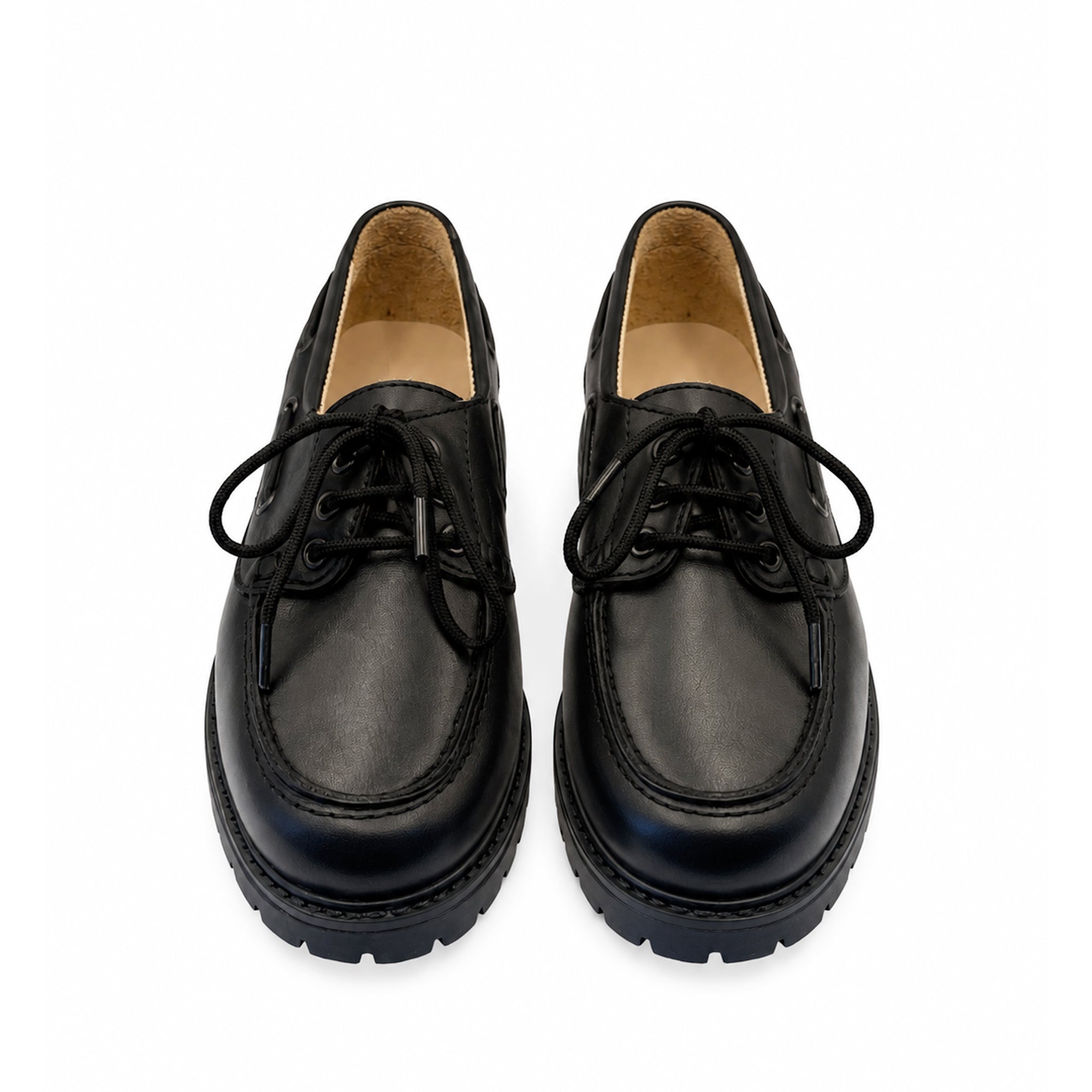 Harbour Kids Boat Shoe - Black Leather