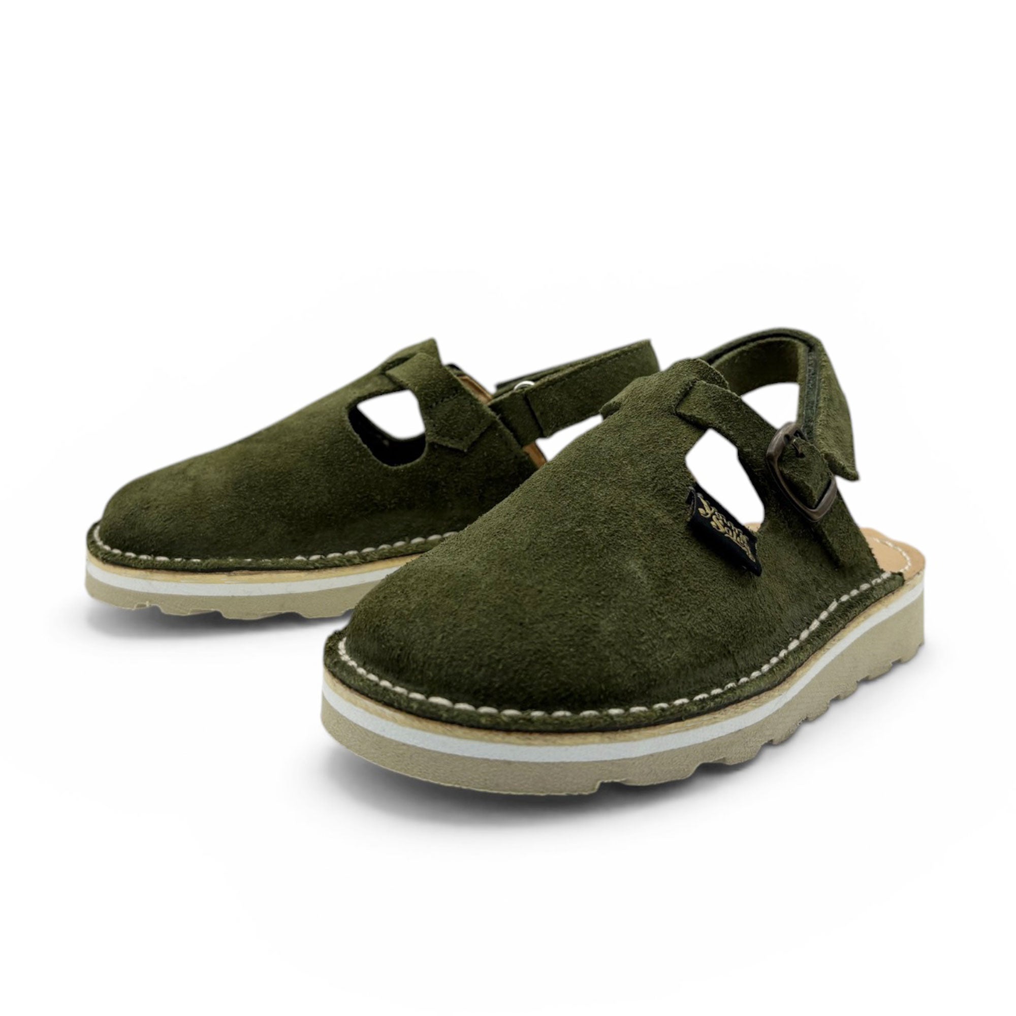 Sabot Heidi pour enfant en daim olive