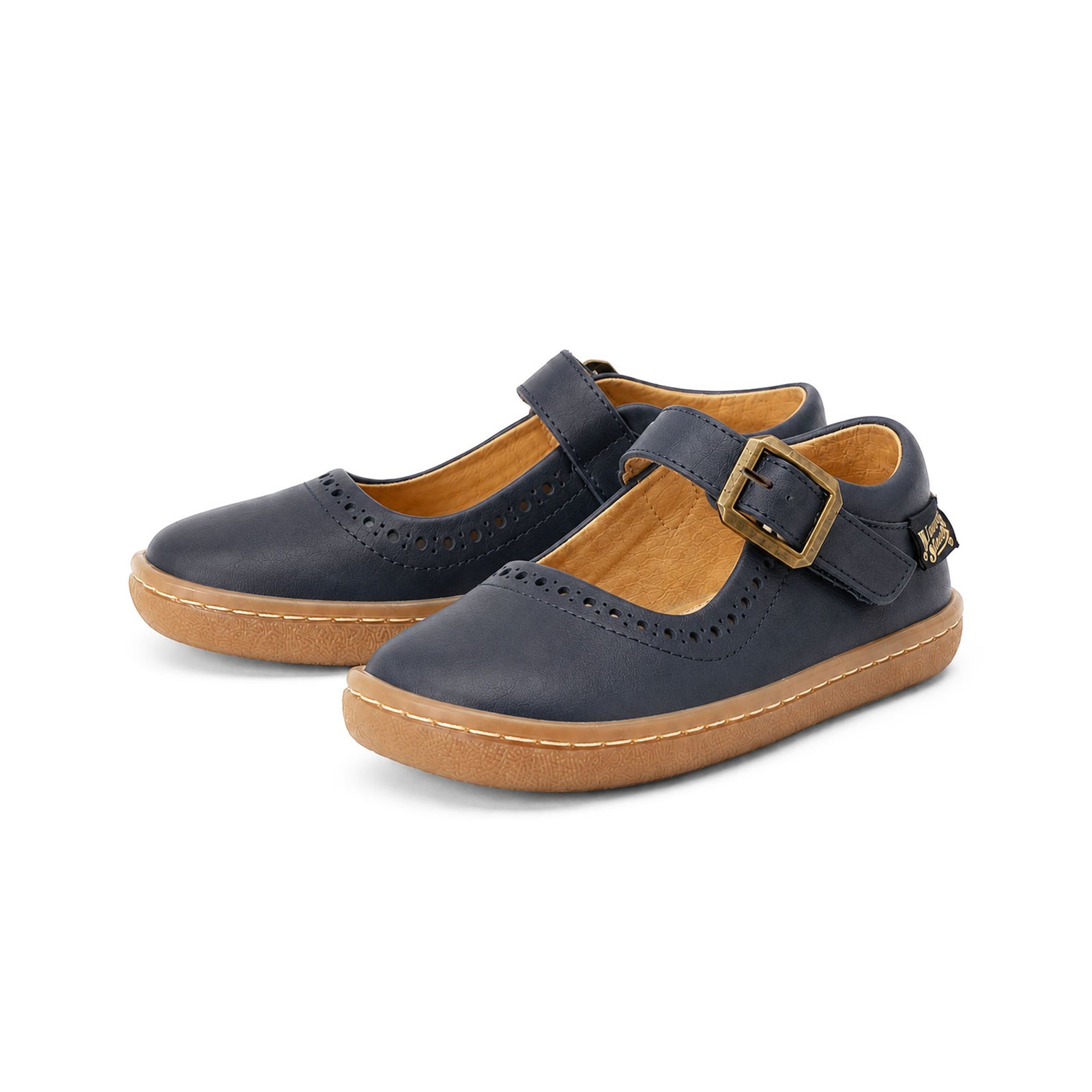 Chaussures pieds nus Holly Mary Jane pour enfants en cuir bleu marine