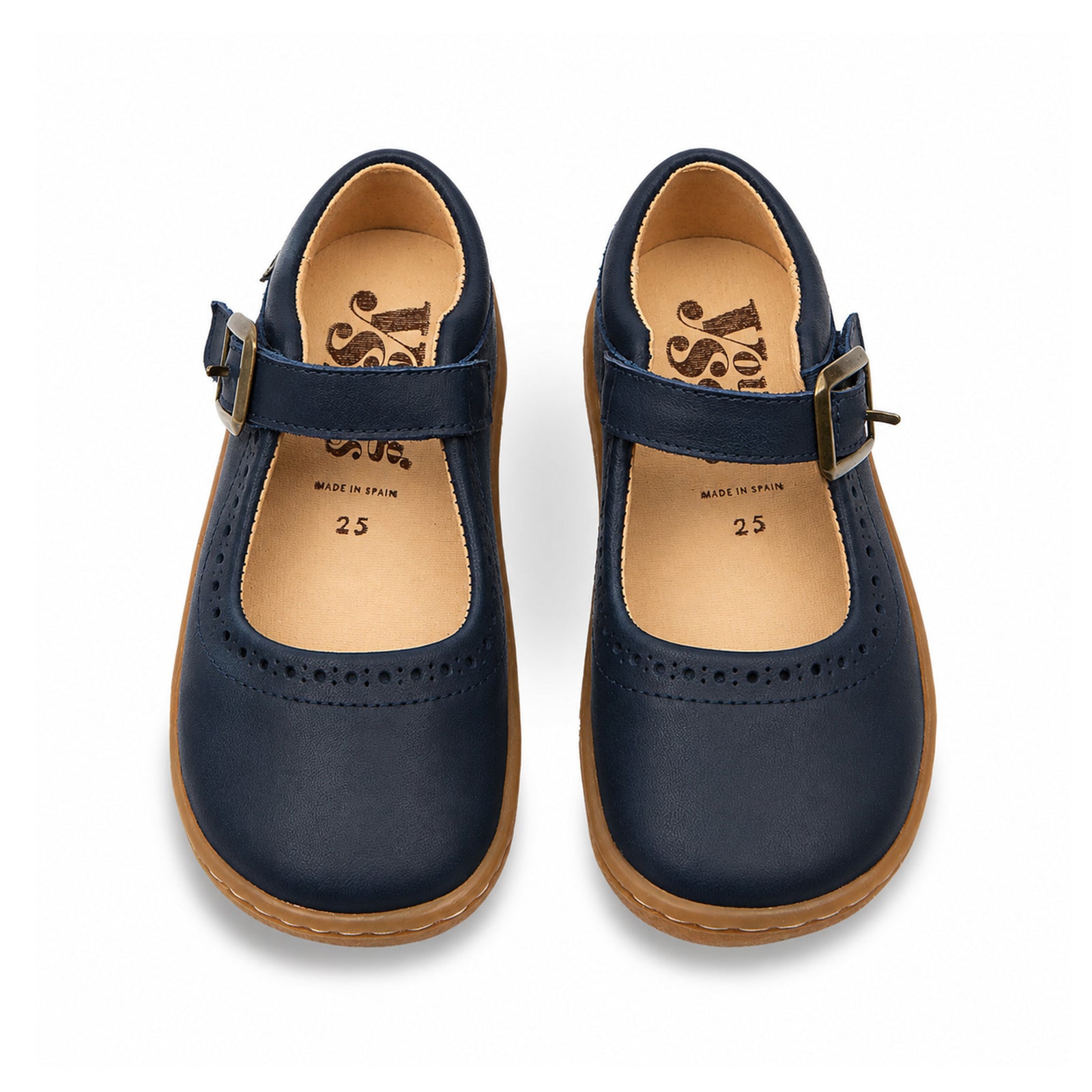 Chaussures pieds nus Holly Mary Jane pour enfants en cuir bleu marine