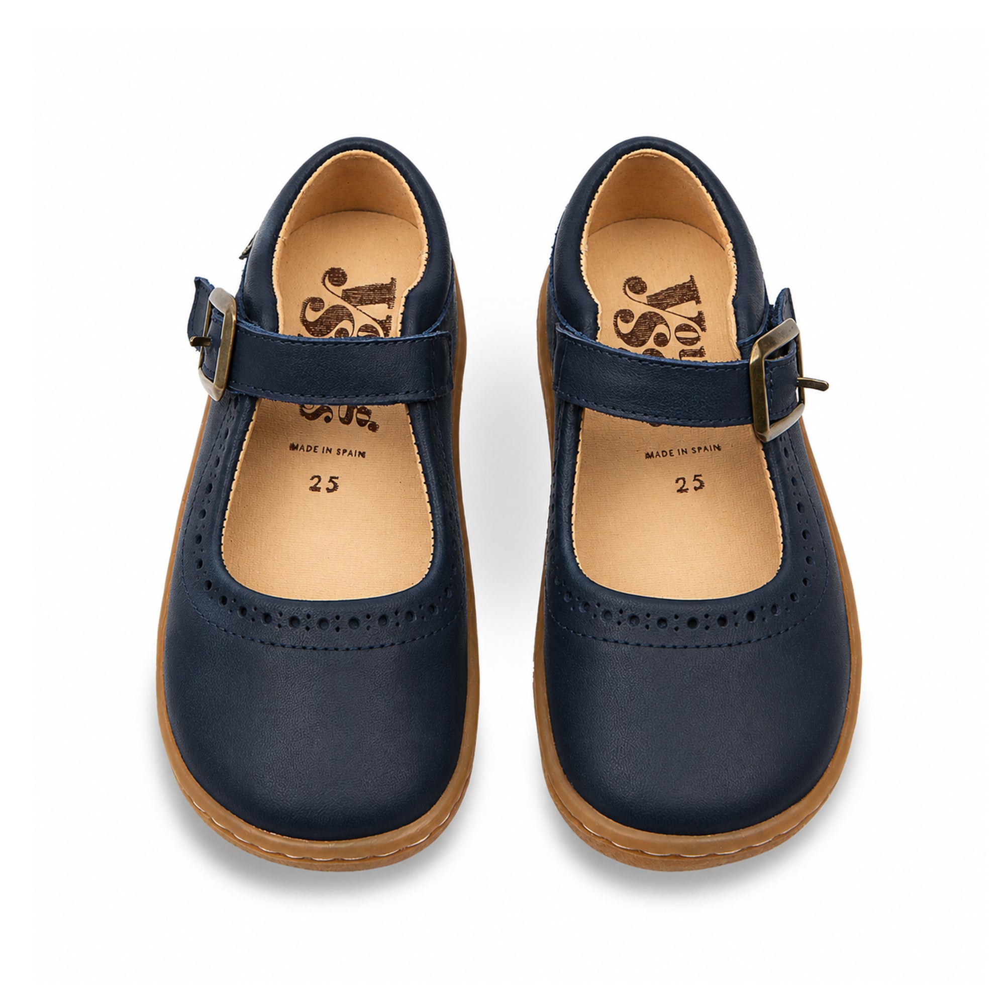 Chaussures pieds nus Holly Mary Jane pour enfants en cuir bleu marine