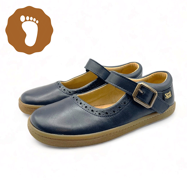 Holly Mary Jane Kids Barefoot Shoe Navy Leather