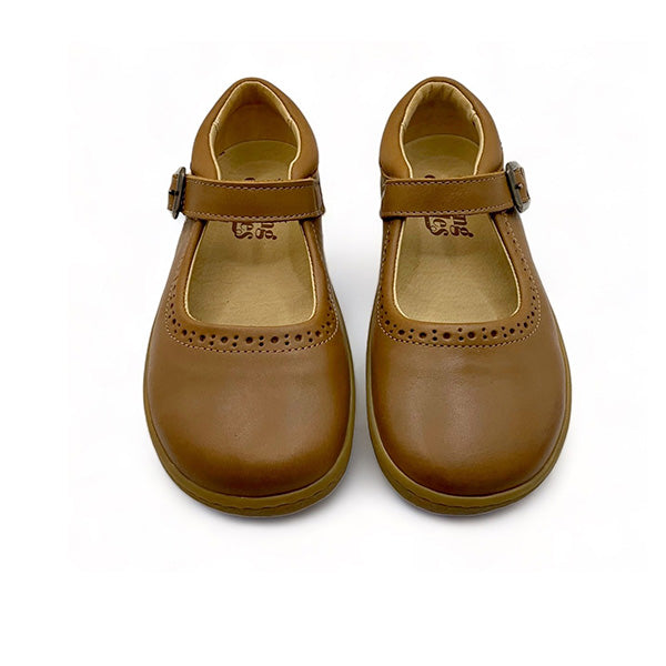 Holly Mary Jane Kids Barefoot Shoe Tan Leather