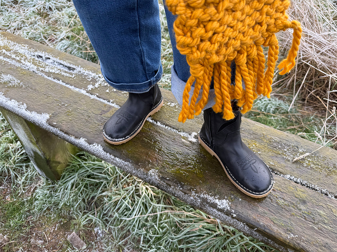 Jessie Kids Cowboy Boot Black Leather