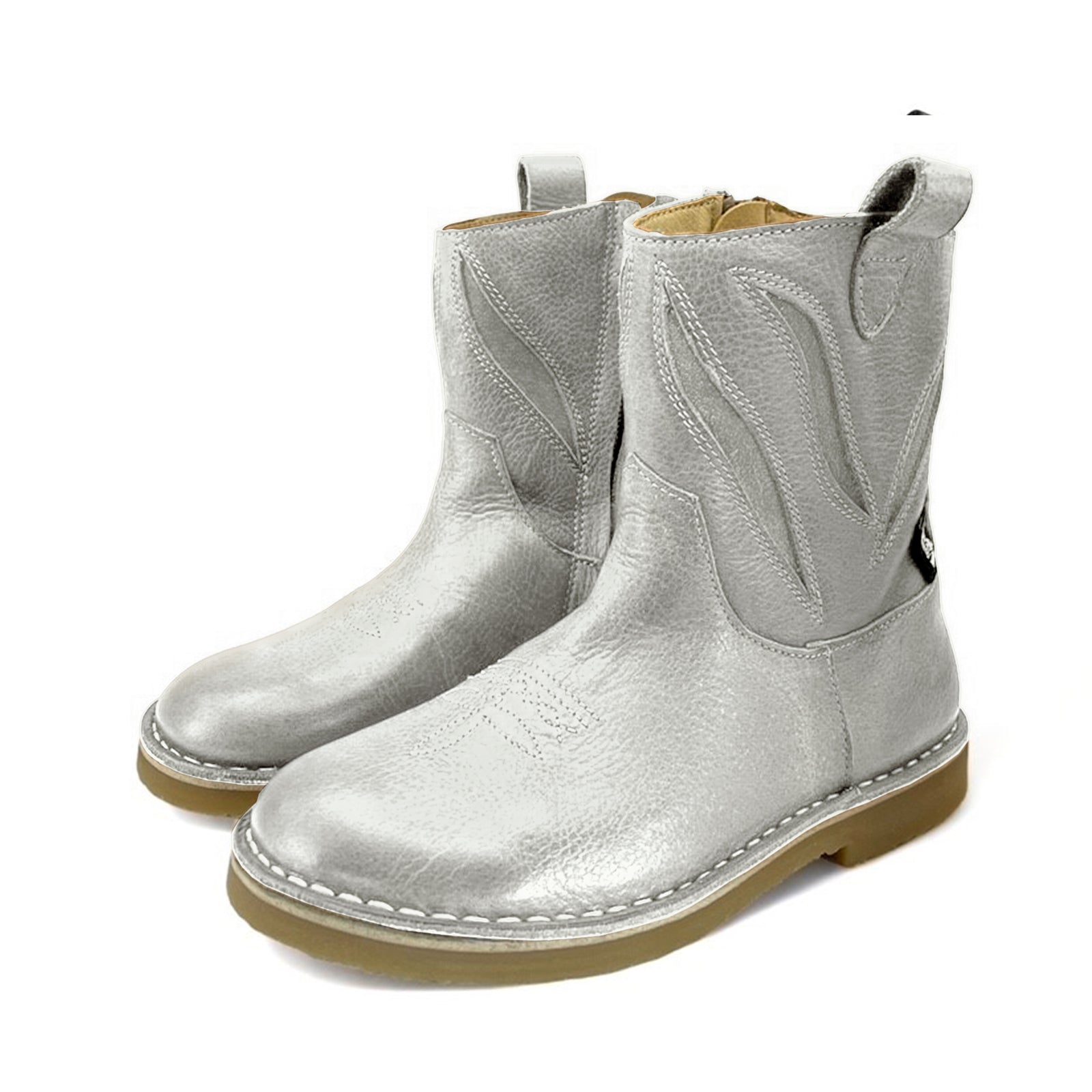 Jessie Kids Cowboy Boot Silver Leather