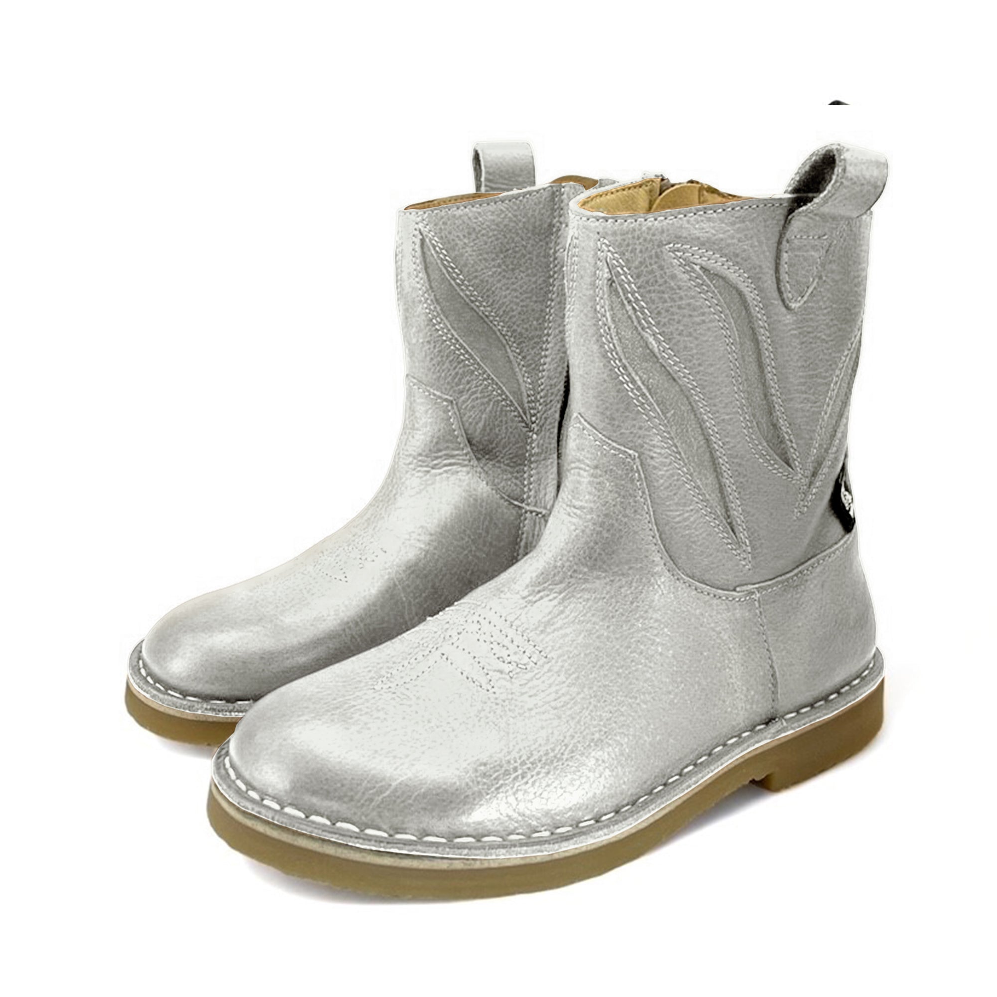 Jessie Kids Cowboy Boot Silver Leather