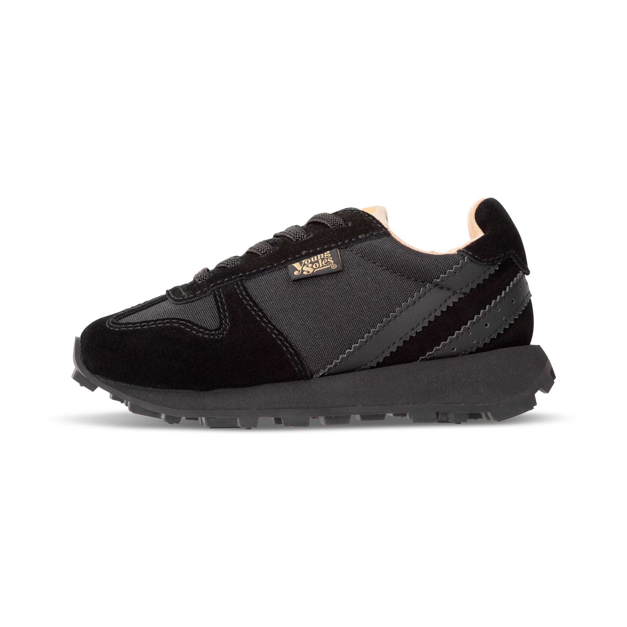 Keegan Kids Sneaker Black Textile and Suede