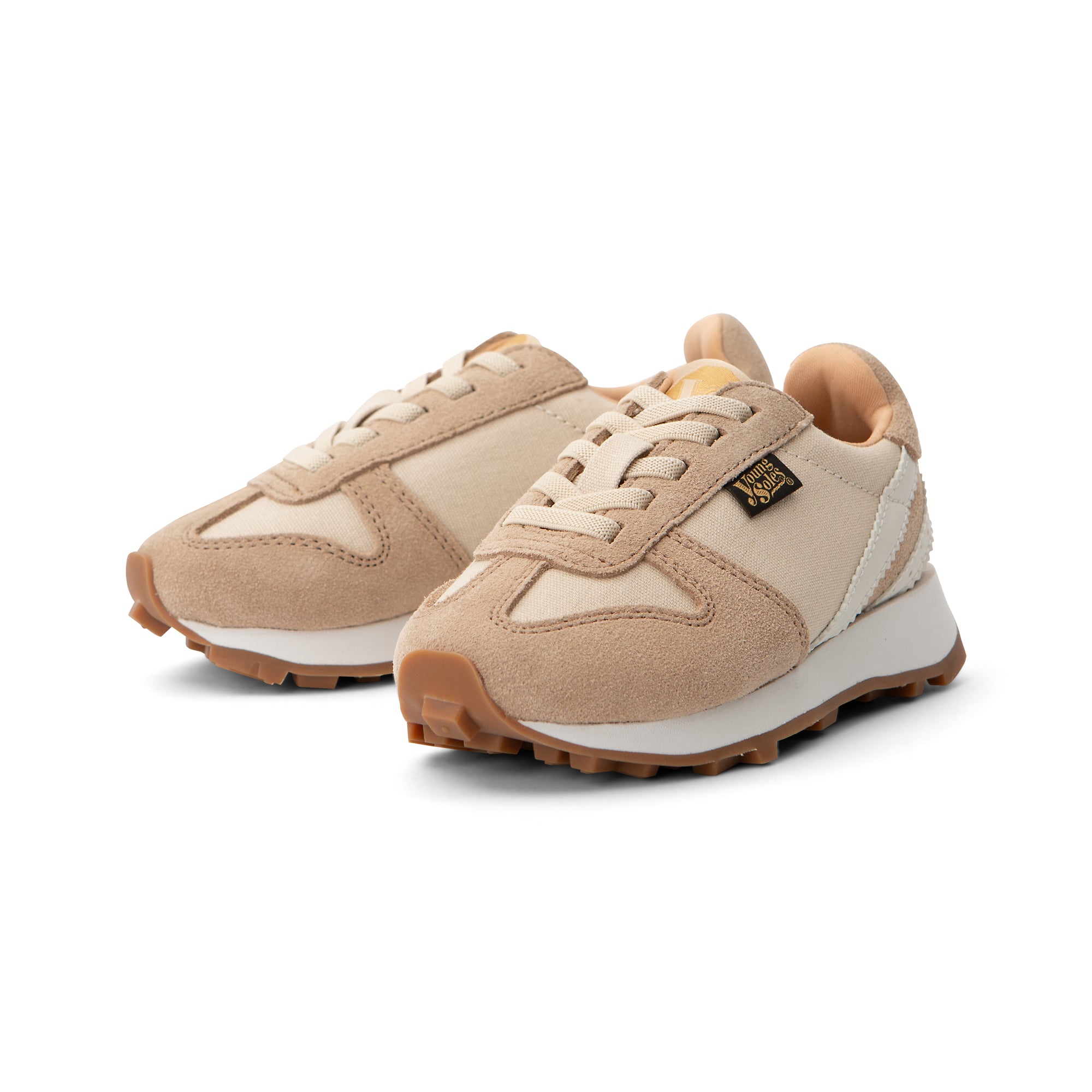 Keegan Kids Sneaker Ecru Textile and Suede
