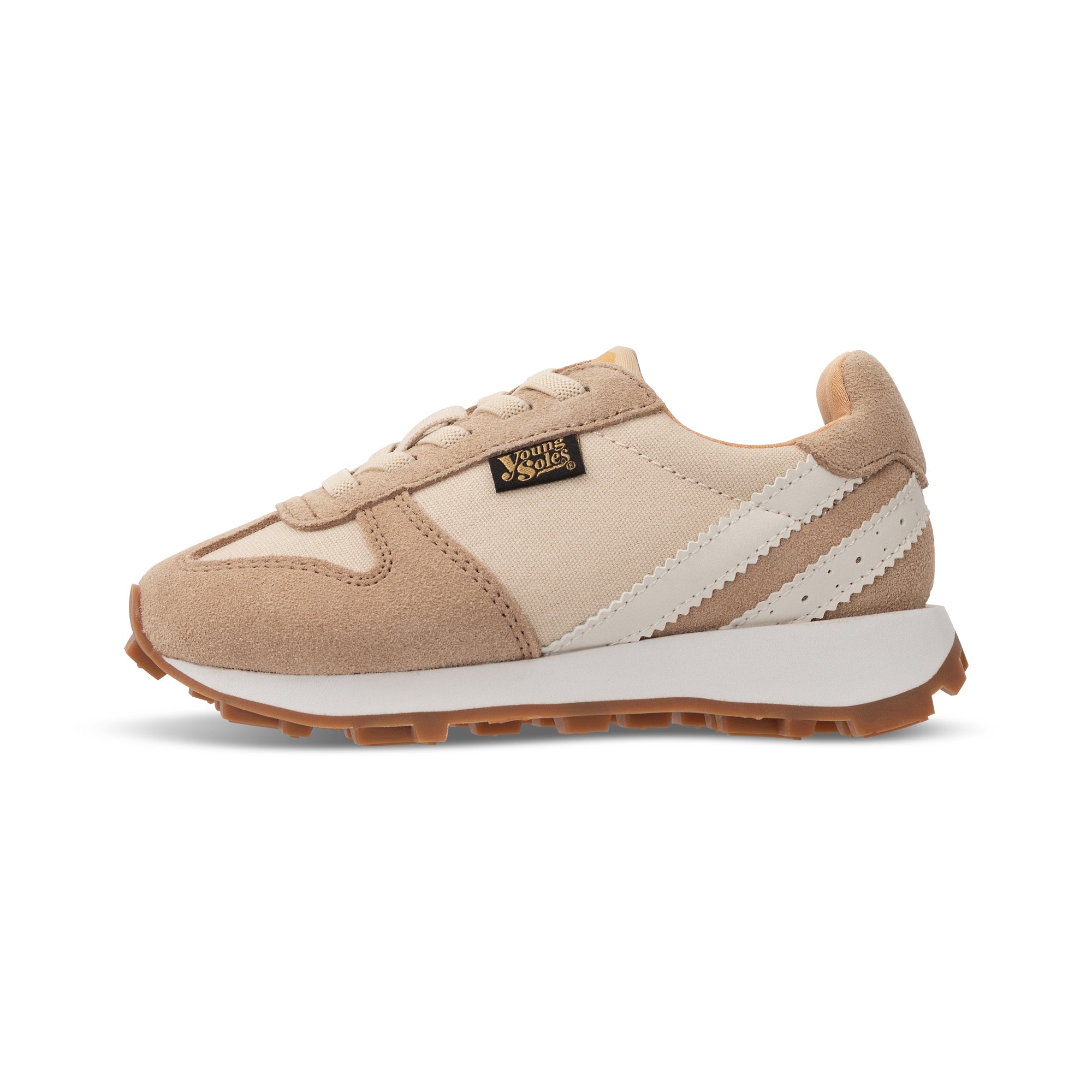 Keegan Kids Sneaker Ecru Textile and Suede