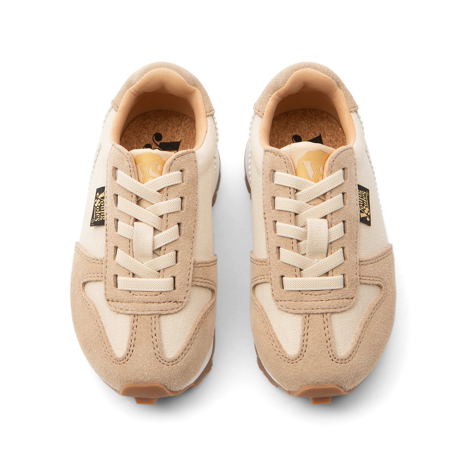 Keegan Kids Sneaker Ecru Textile and Suede