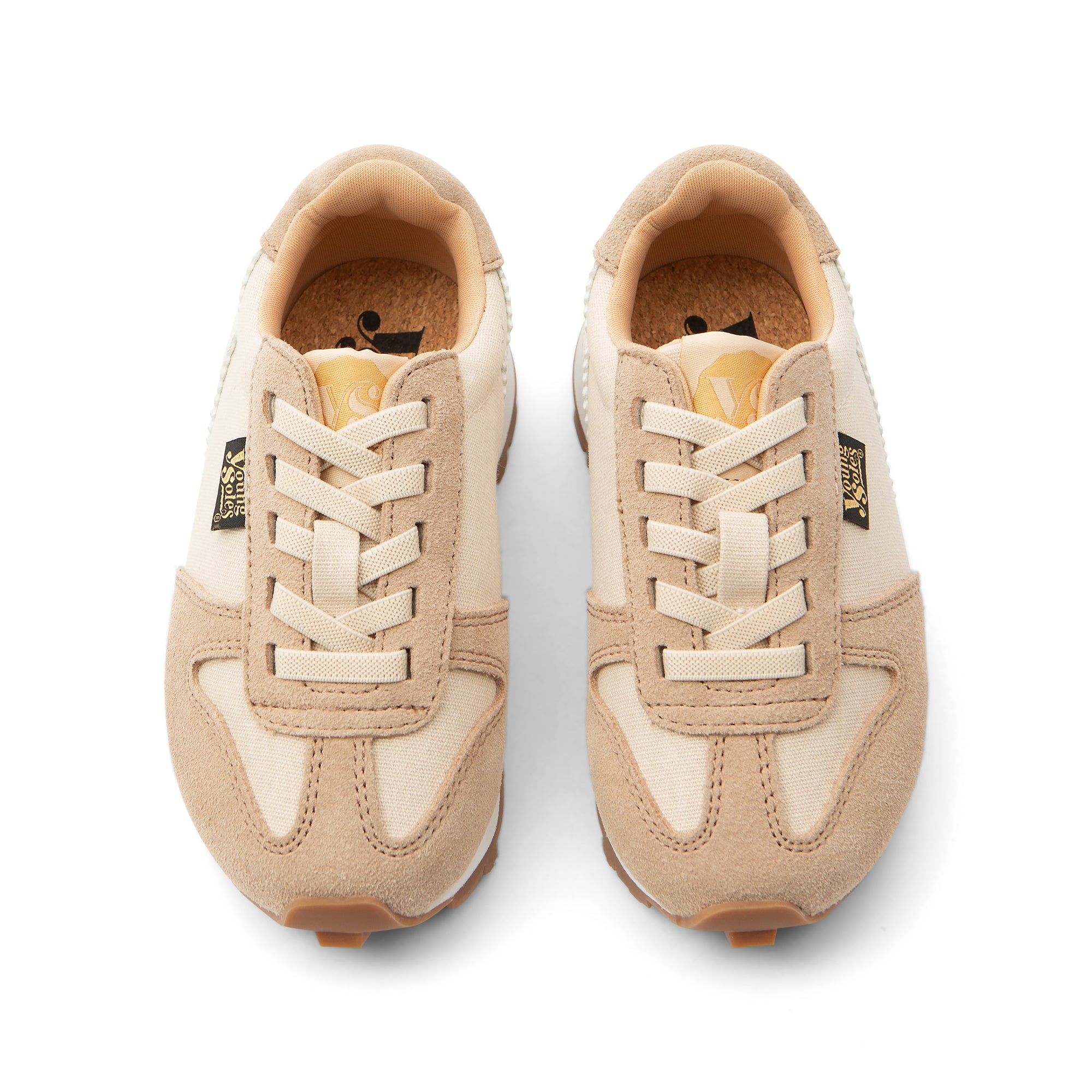 Keegan Kids Sneaker Ecru Textile and Suede