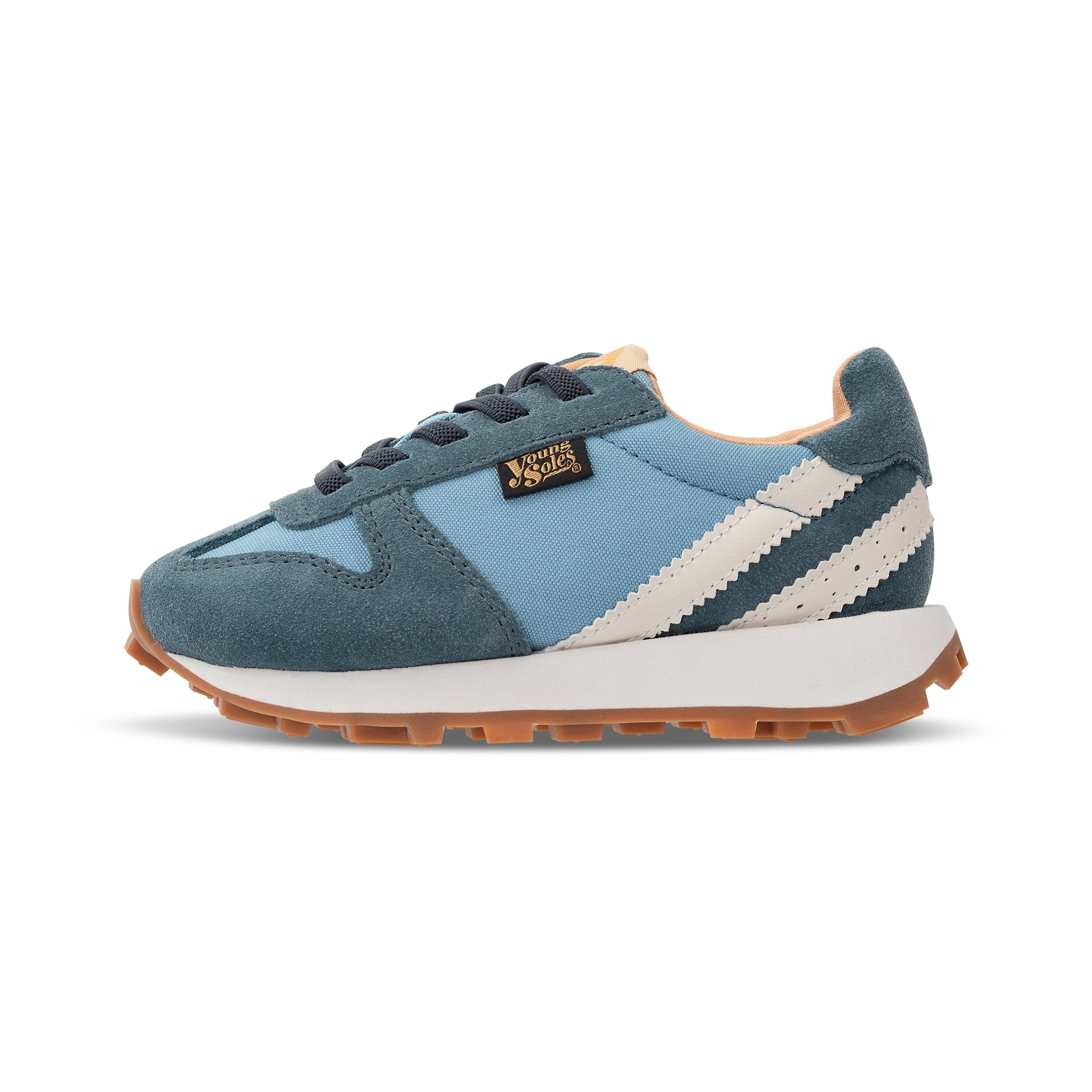 Keegan Kids Sneaker Smokey Blue Textile and Suede