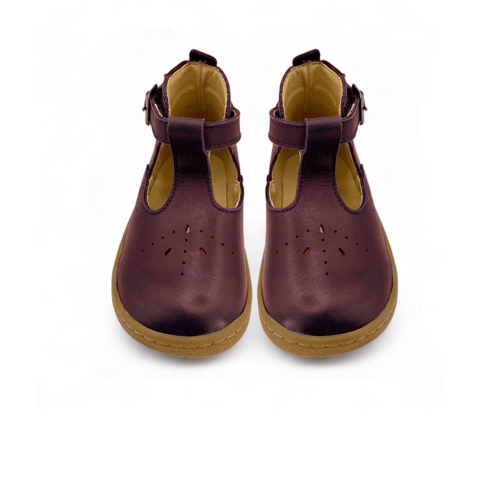 Lark Kids T-Bar Barefoot Shoe Berry Leather