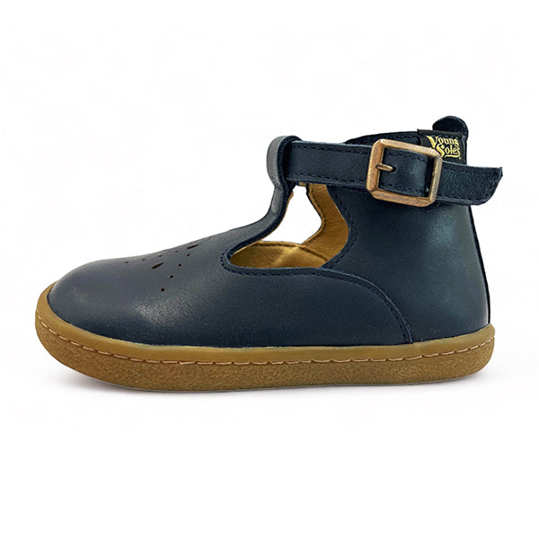 Lark Kids T-Bar Barefoot Shoe Navy Leather