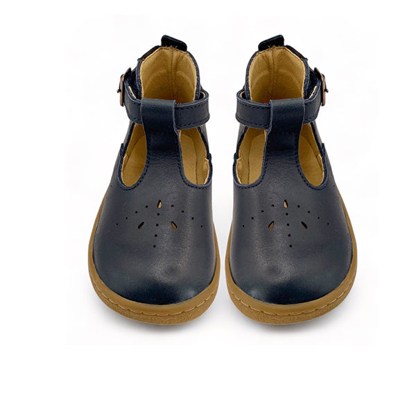 Lark Kids T-Bar Barefoot Shoe Navy Leather