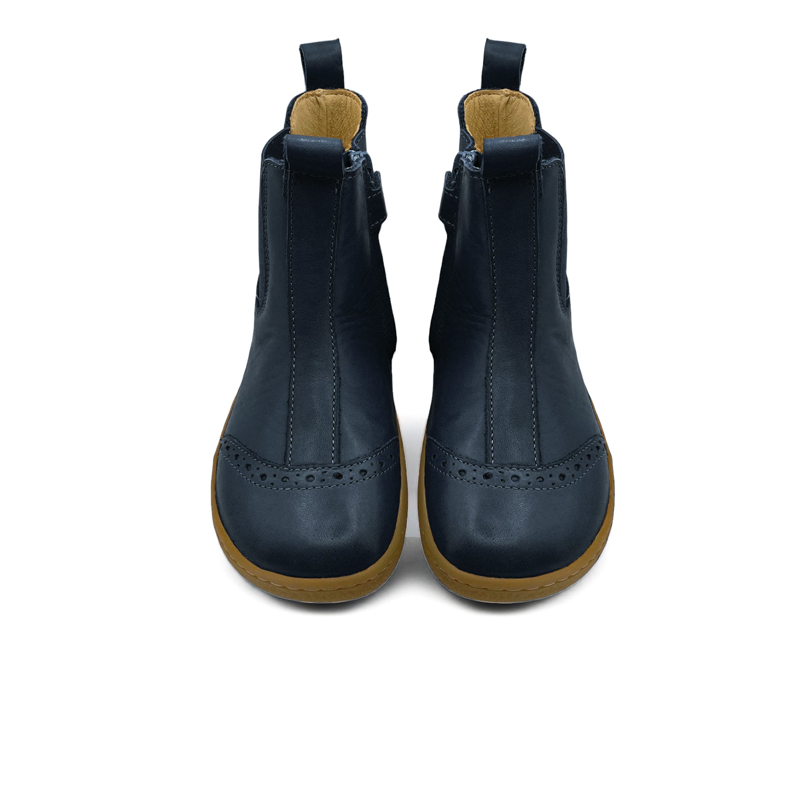 Bottines Chelsea pieds nus Logan pour enfants en cuir noir