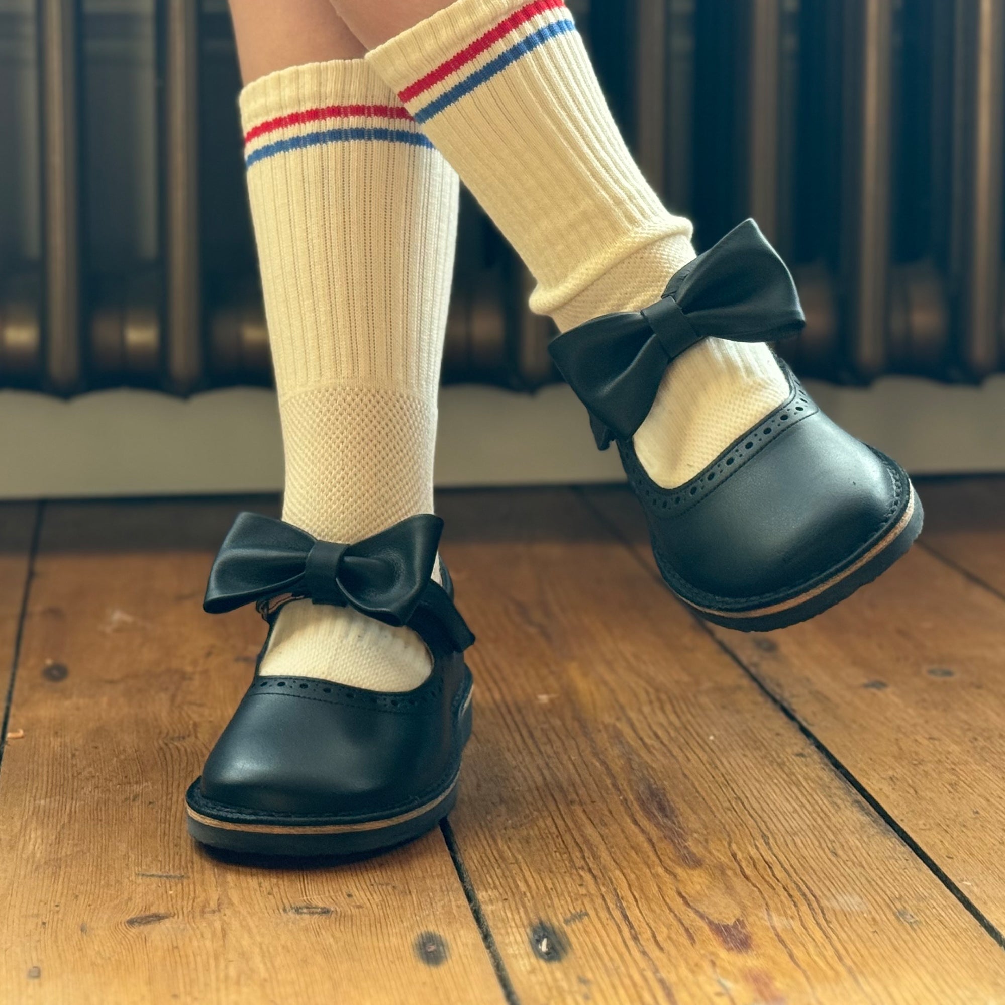 Chaussures Mary Jane Martha Bow pour enfants en cuir noir