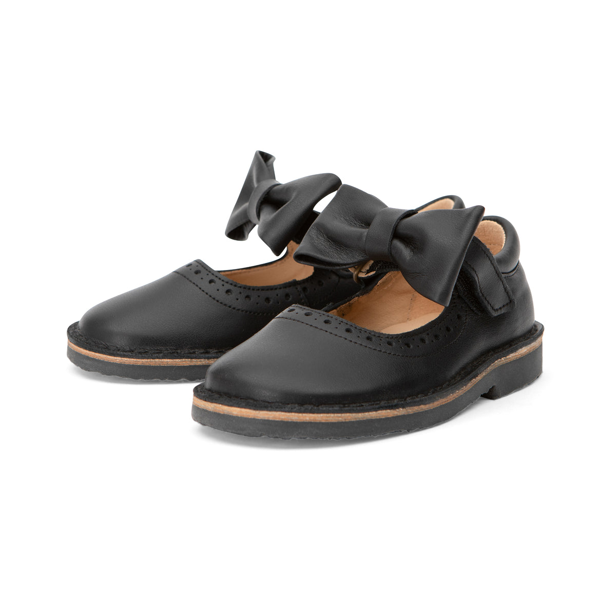 Martha Bow Mary Jane Kids Shoe - Black Leather