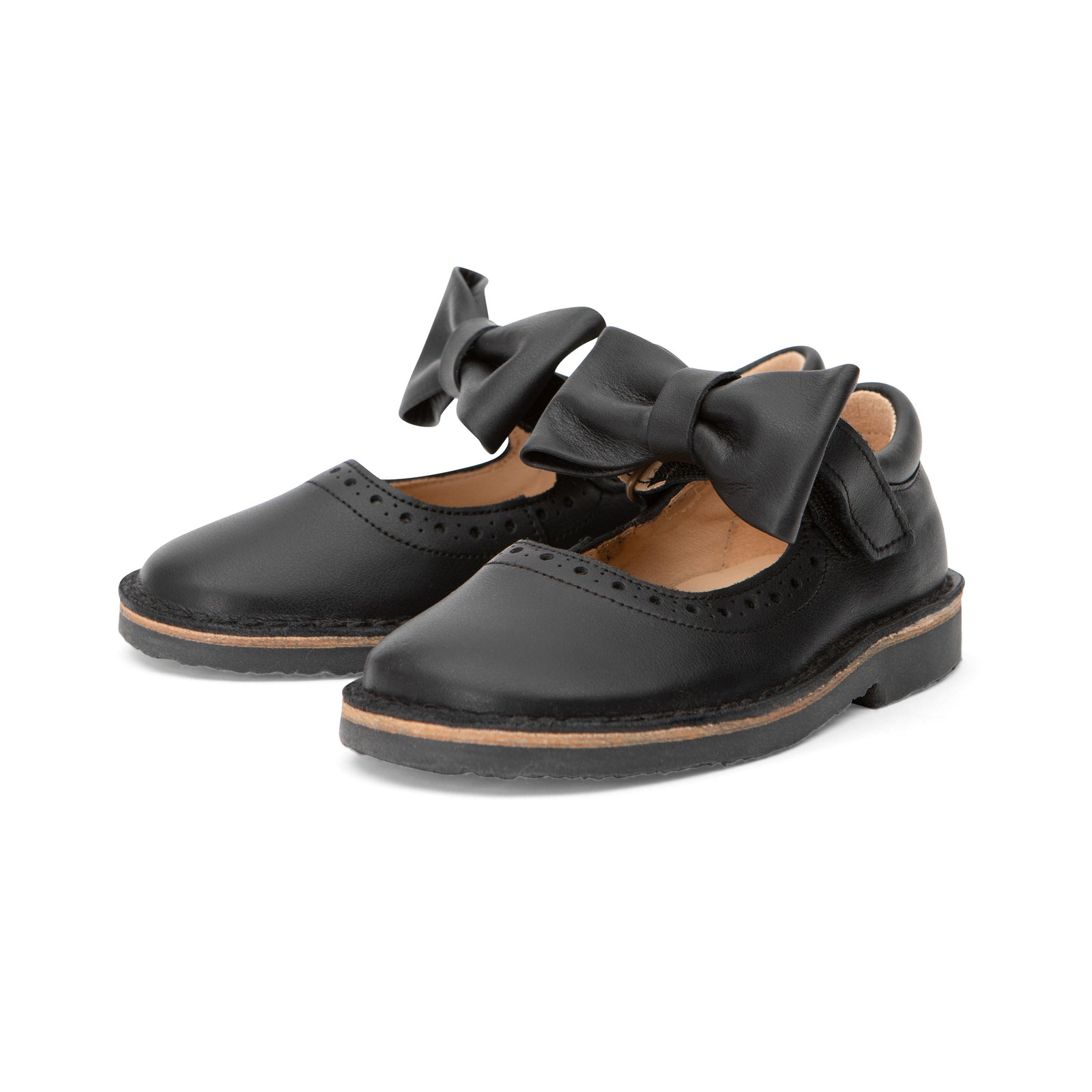 Chaussures Mary Jane Martha Bow pour enfants en cuir noir
