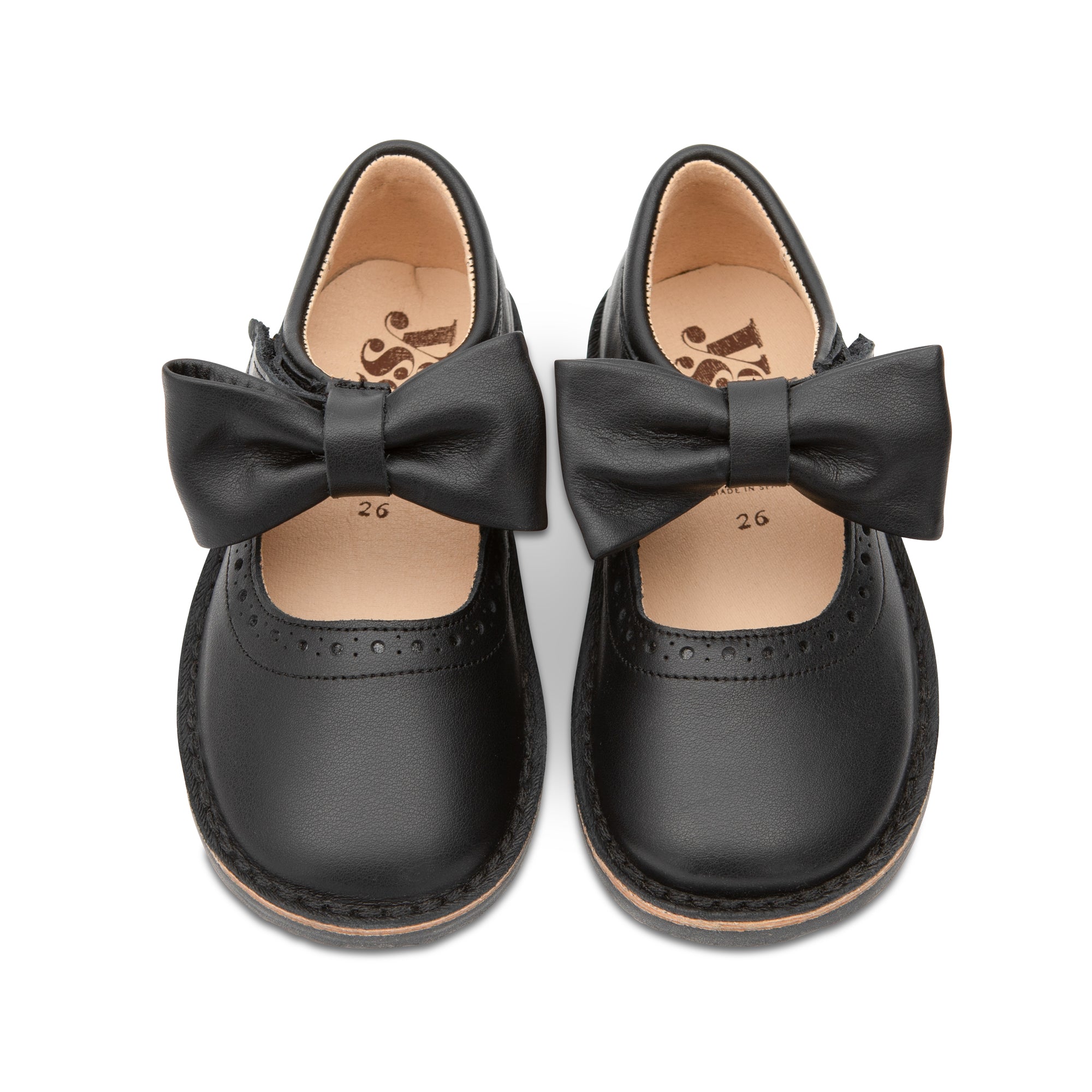Chaussures Mary Jane Martha Bow pour enfants en cuir noir