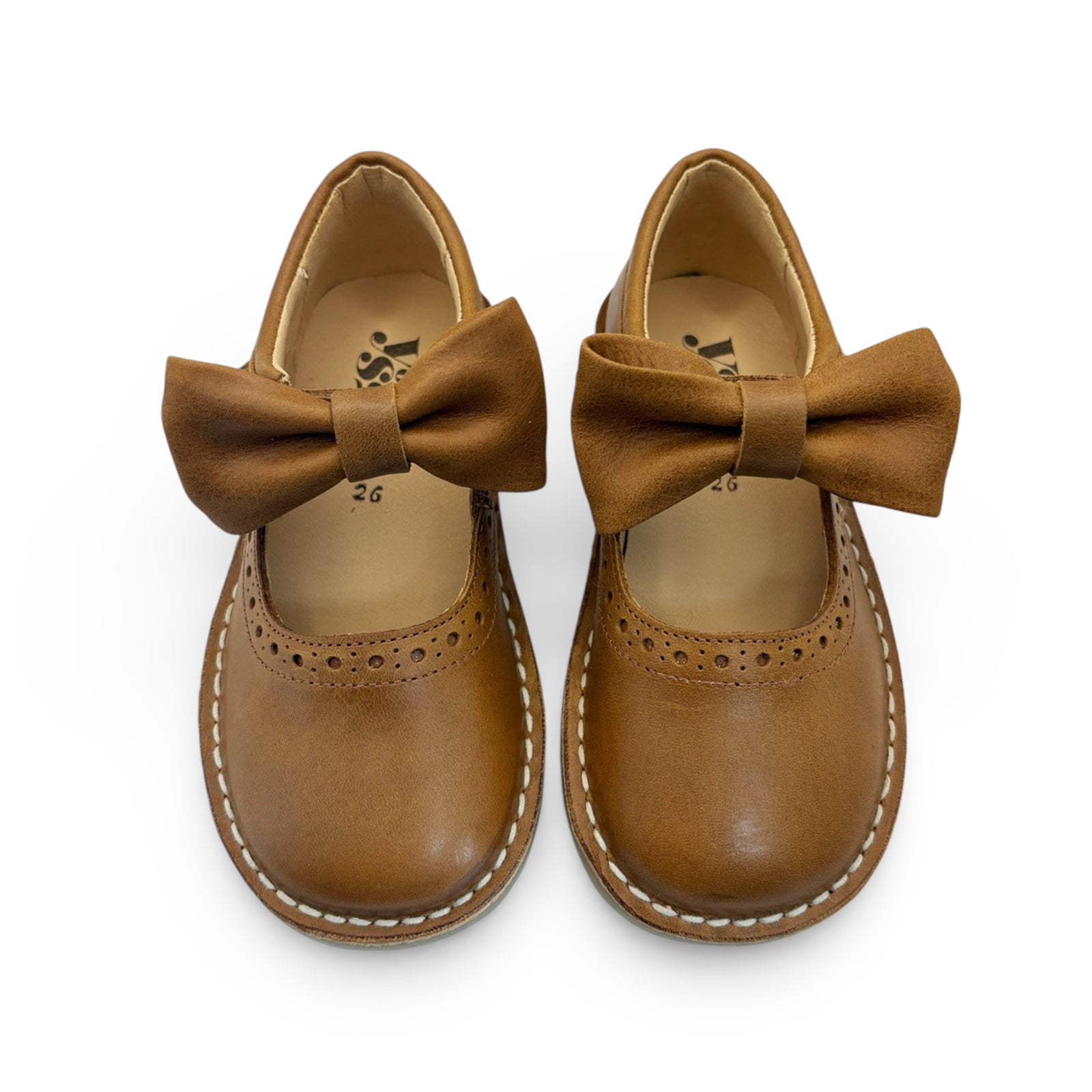Martha Bow Mary Jane Kids Shoe Tan Leather