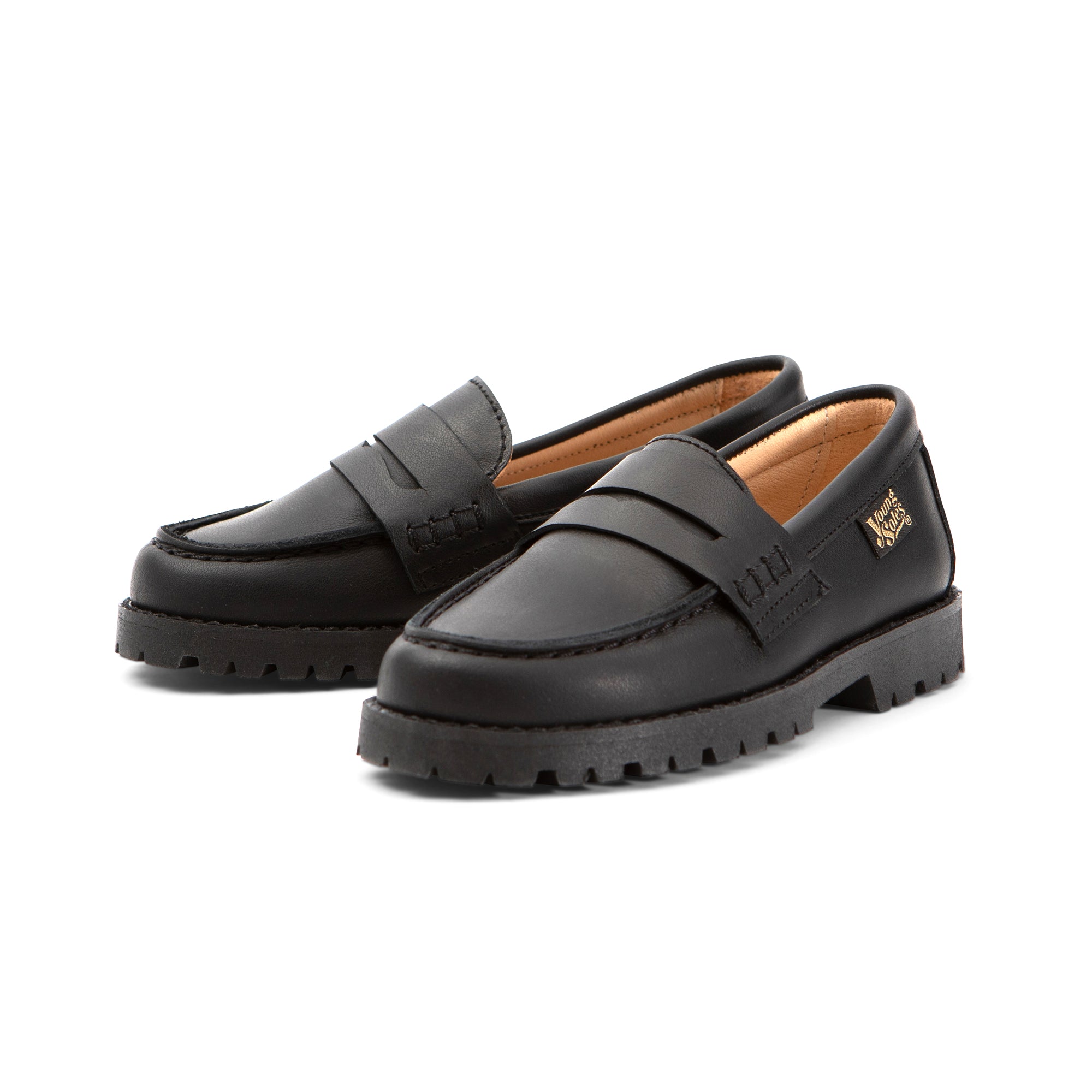 Nicki Kinder Loafer Schwarzes Leder